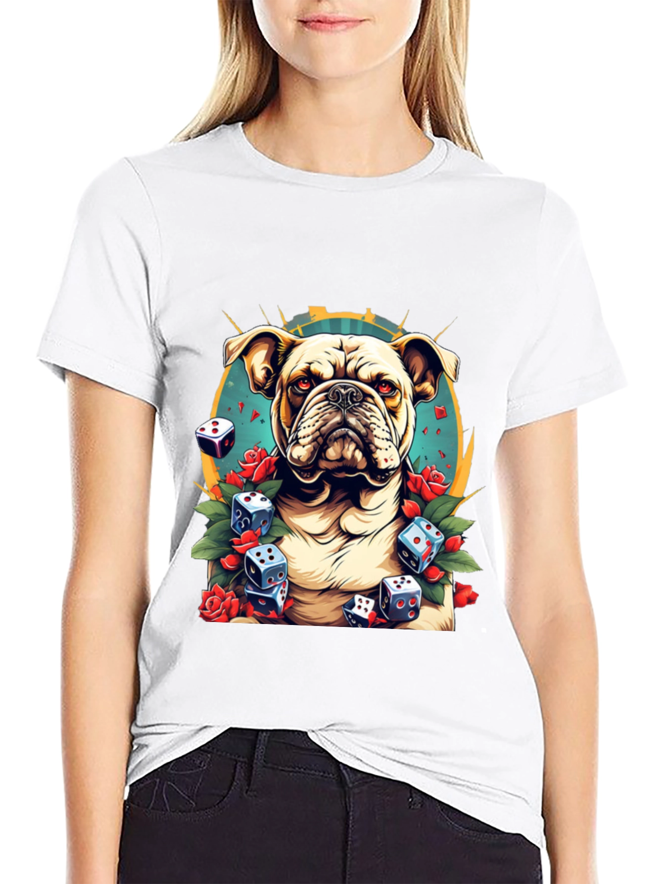 Bulldog & Dice Graphic Tee - Unique Design