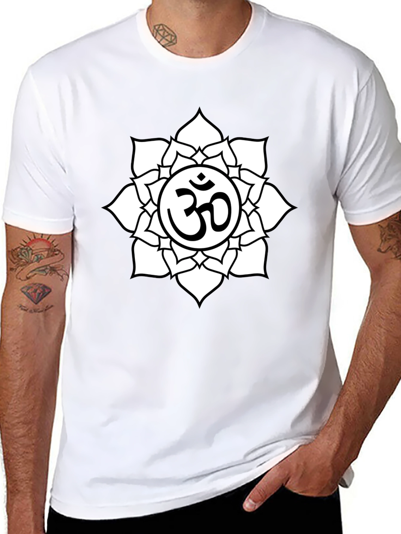 Om Symbol Lotus Flower Graphic T-Shirt