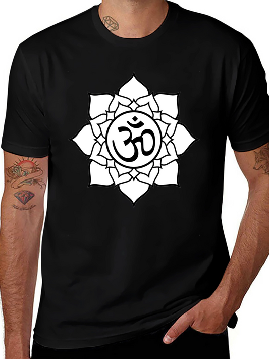 Om Symbol Lotus Flower Graphic T-Shirt