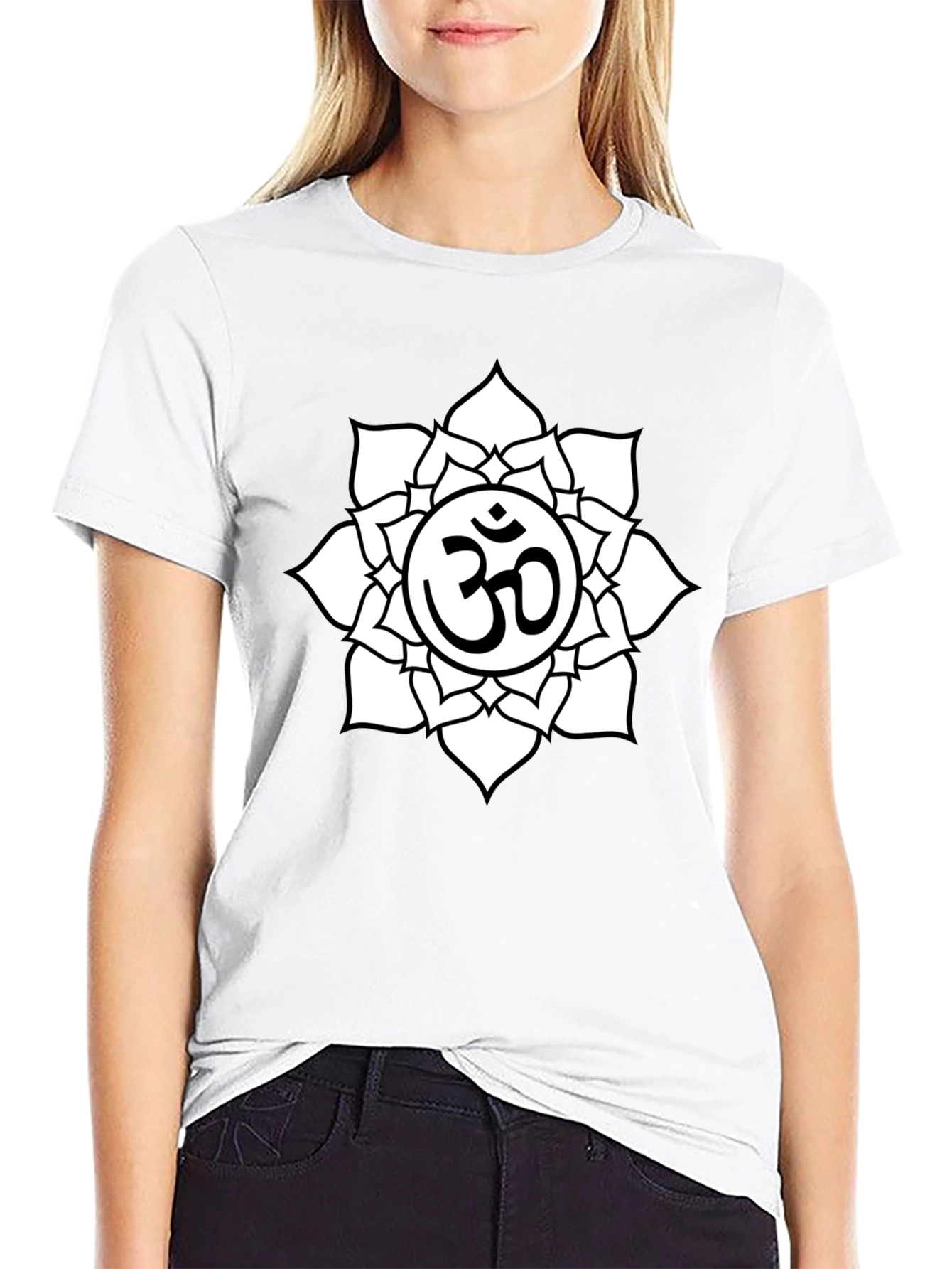Om Symbol Lotus Flower Graphic T-Shirt