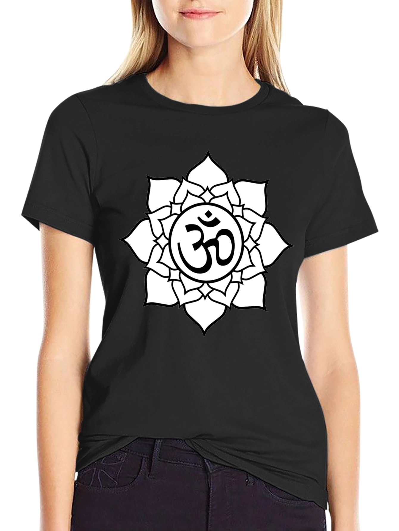 Om Symbol Lotus Flower Graphic T-Shirt