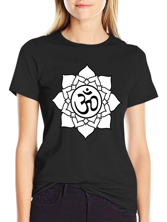 Om Symbol Lotus Flower Graphic T-Shirt