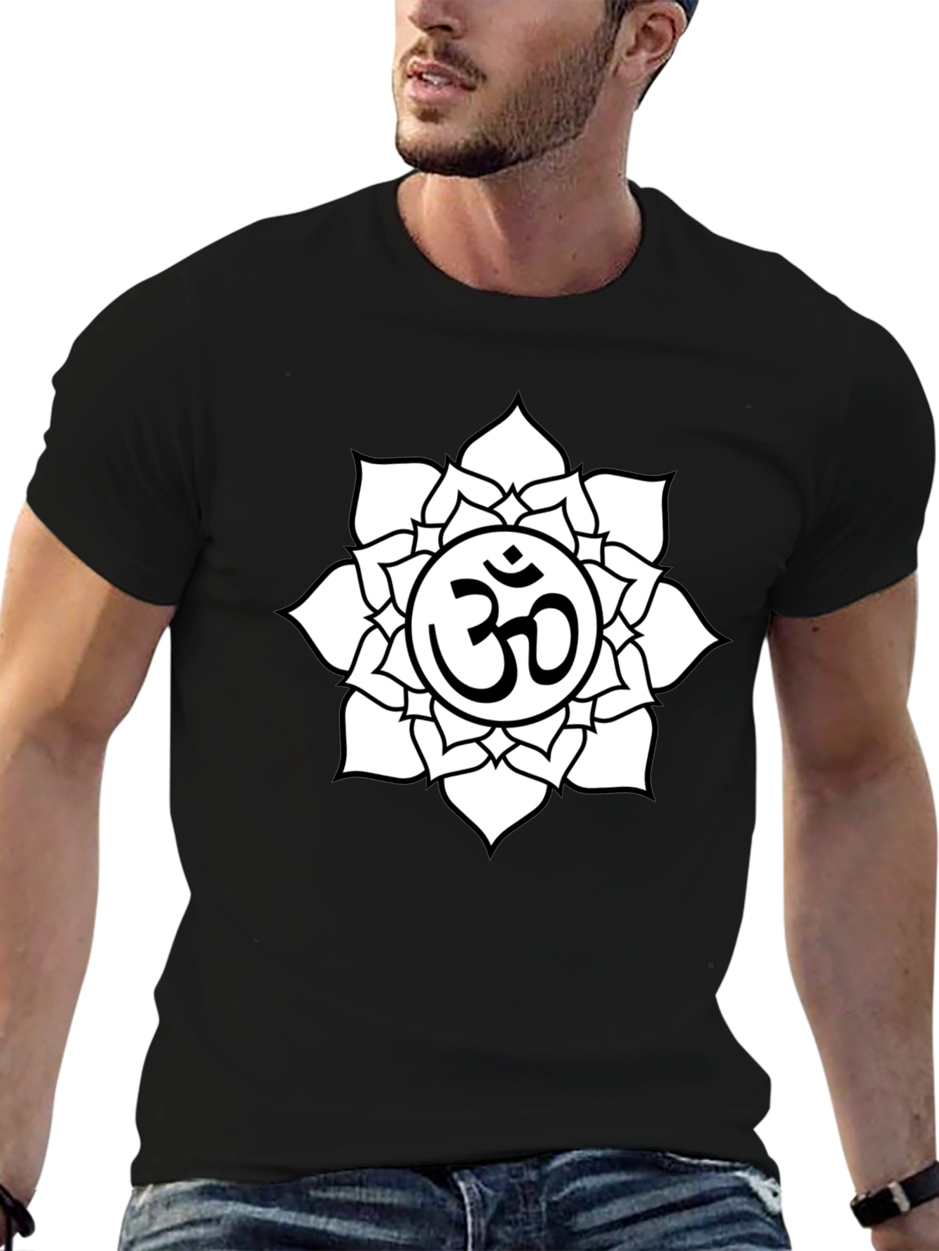 Om Symbol Lotus Flower Graphic T-Shirt