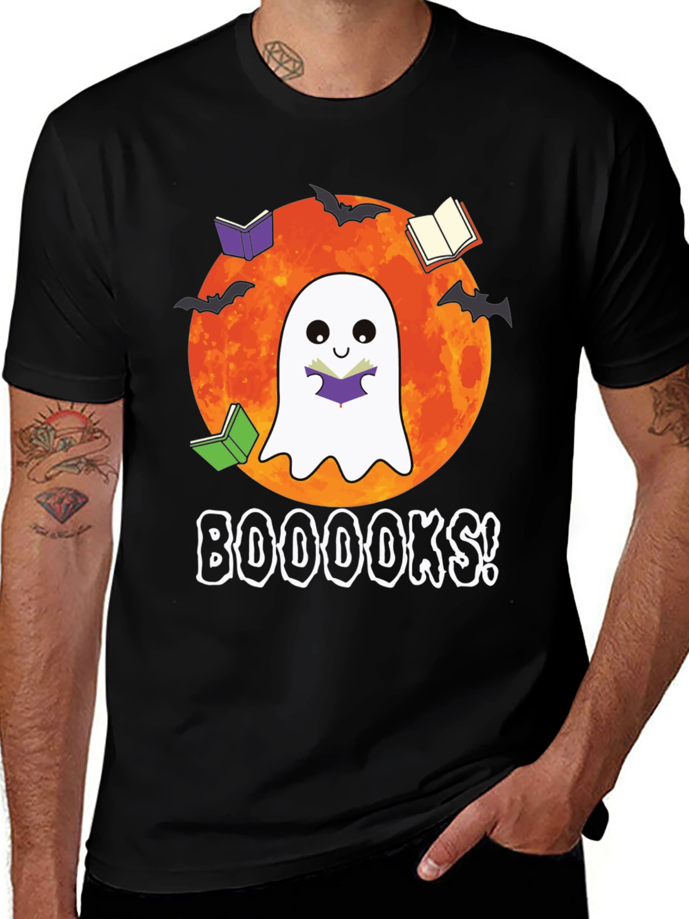 Booooks Halloween Reading Ghost T-Shirt