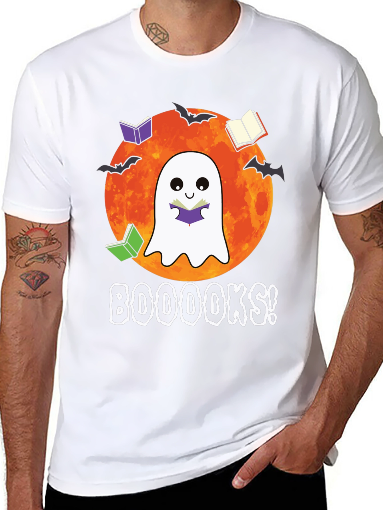 Booooks Halloween Reading Ghost T-Shirt