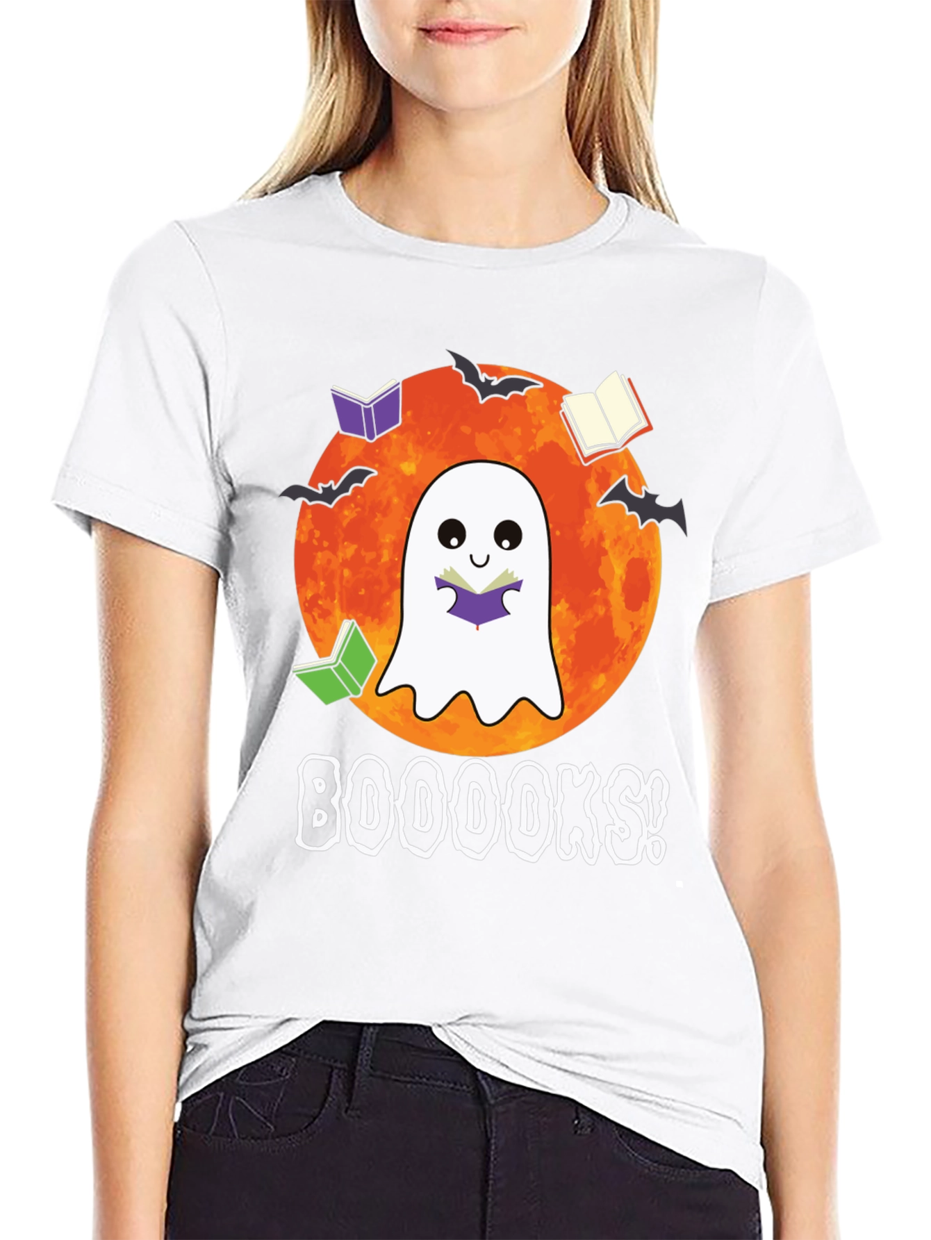 Booooks Halloween Reading Ghost T-Shirt