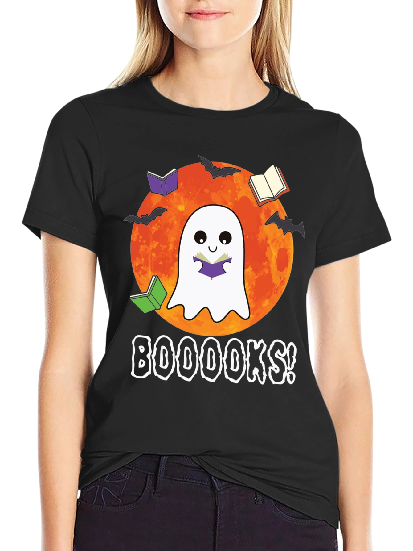 Booooks Halloween Reading Ghost T-Shirt