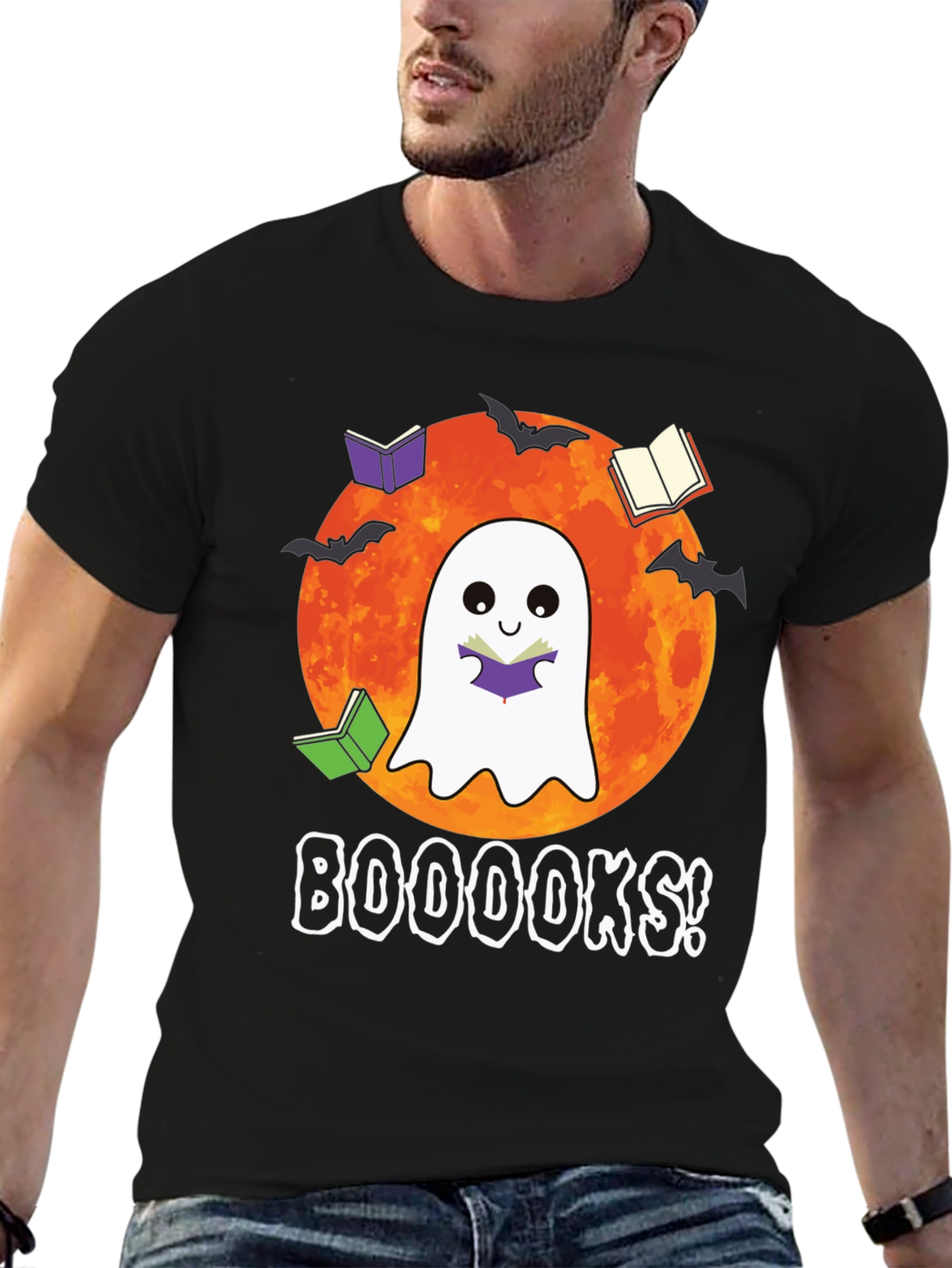 Booooks Halloween Reading Ghost T-Shirt