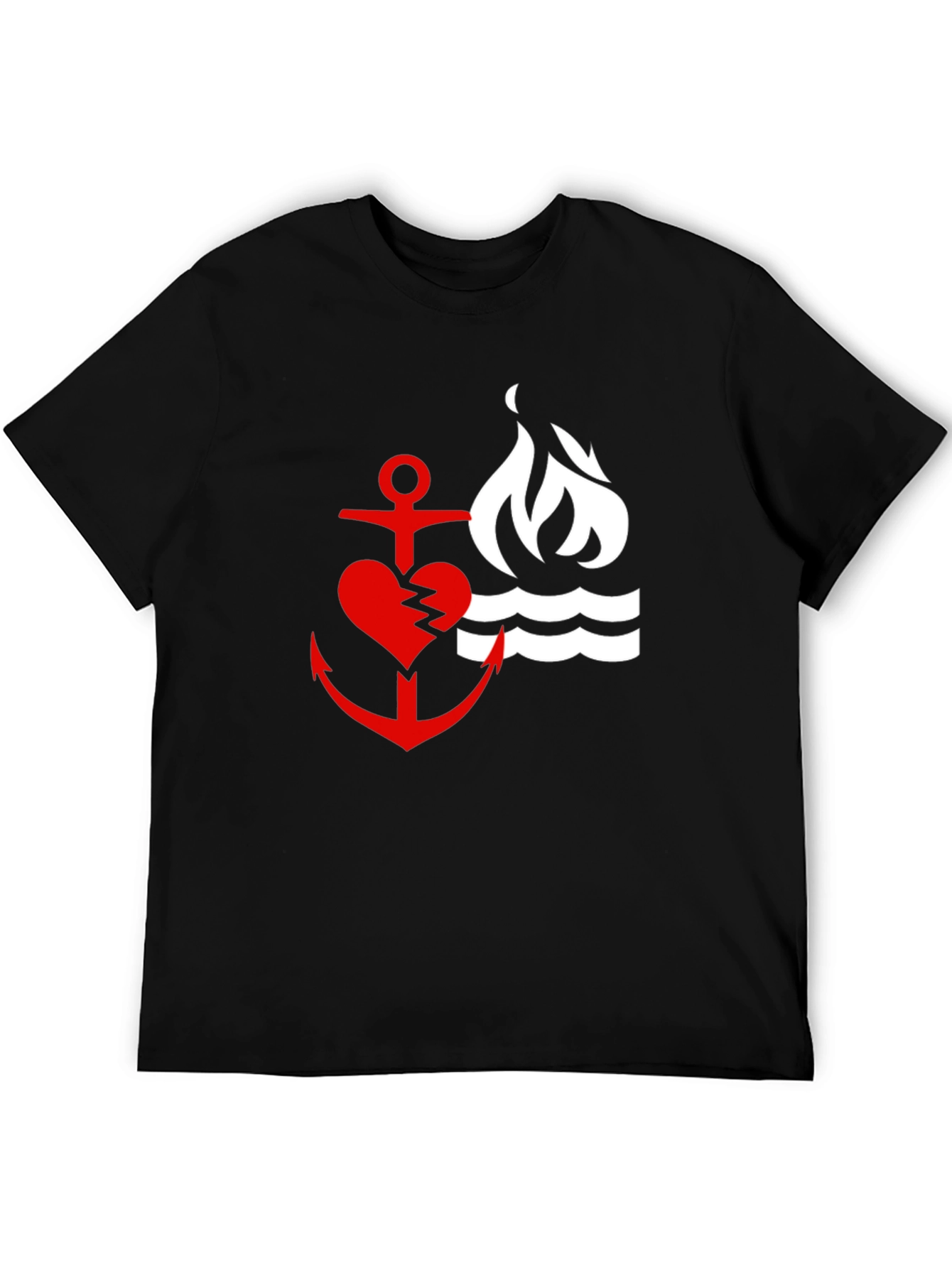 Red Heart Anchor & Flame Black T-Shirt