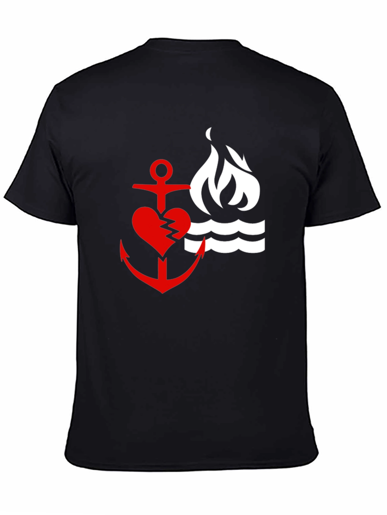 Red Heart Anchor & Flame Black T-Shirt