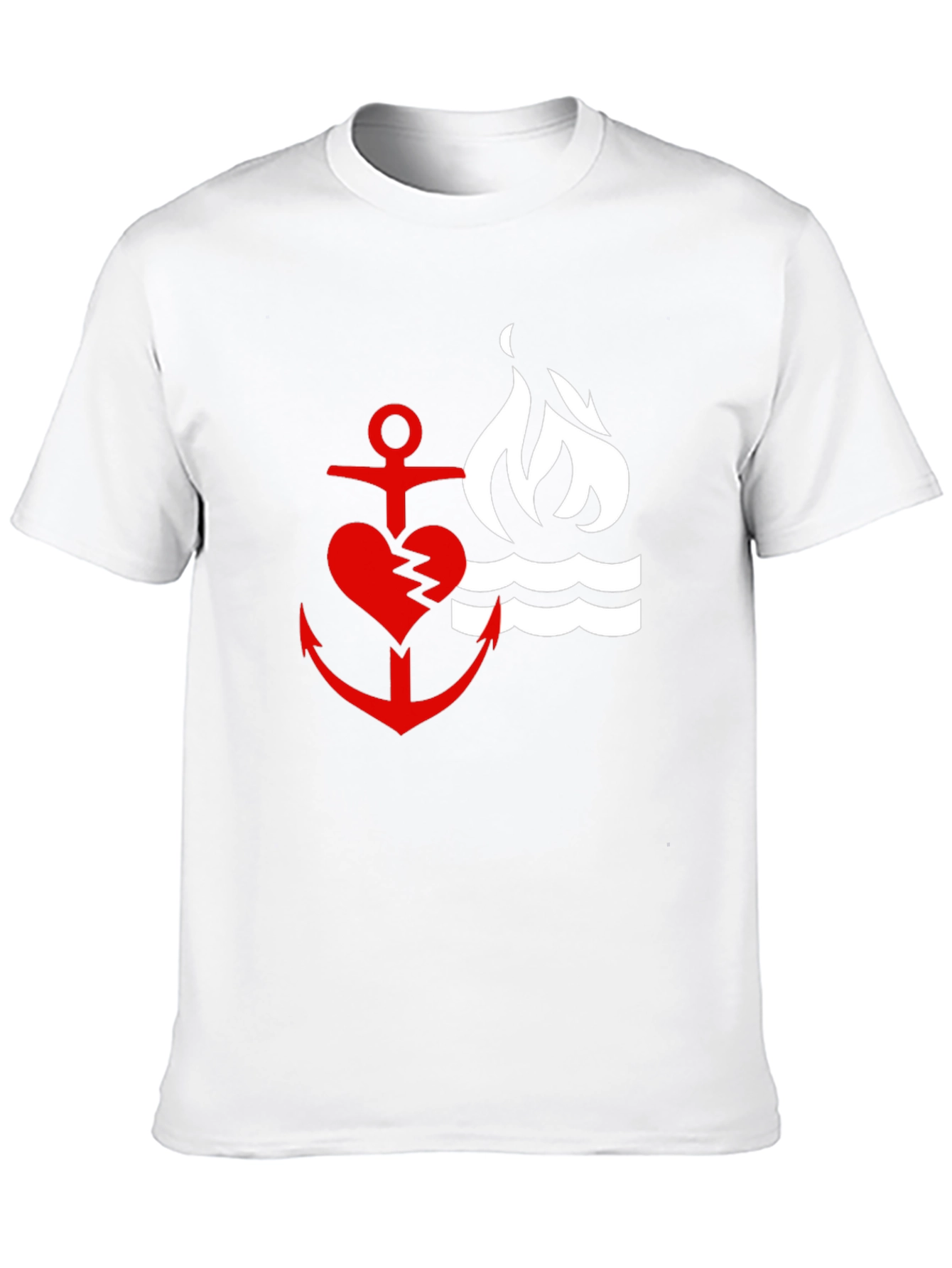 Red Heart Anchor & Flame Black T-Shirt