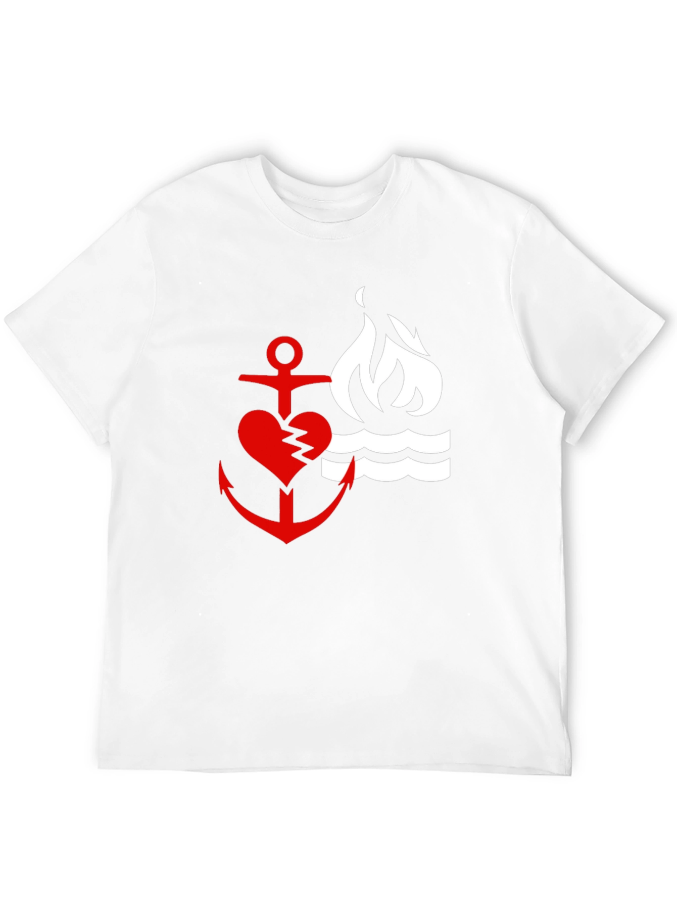 Red Heart Anchor & Flame Black T-Shirt