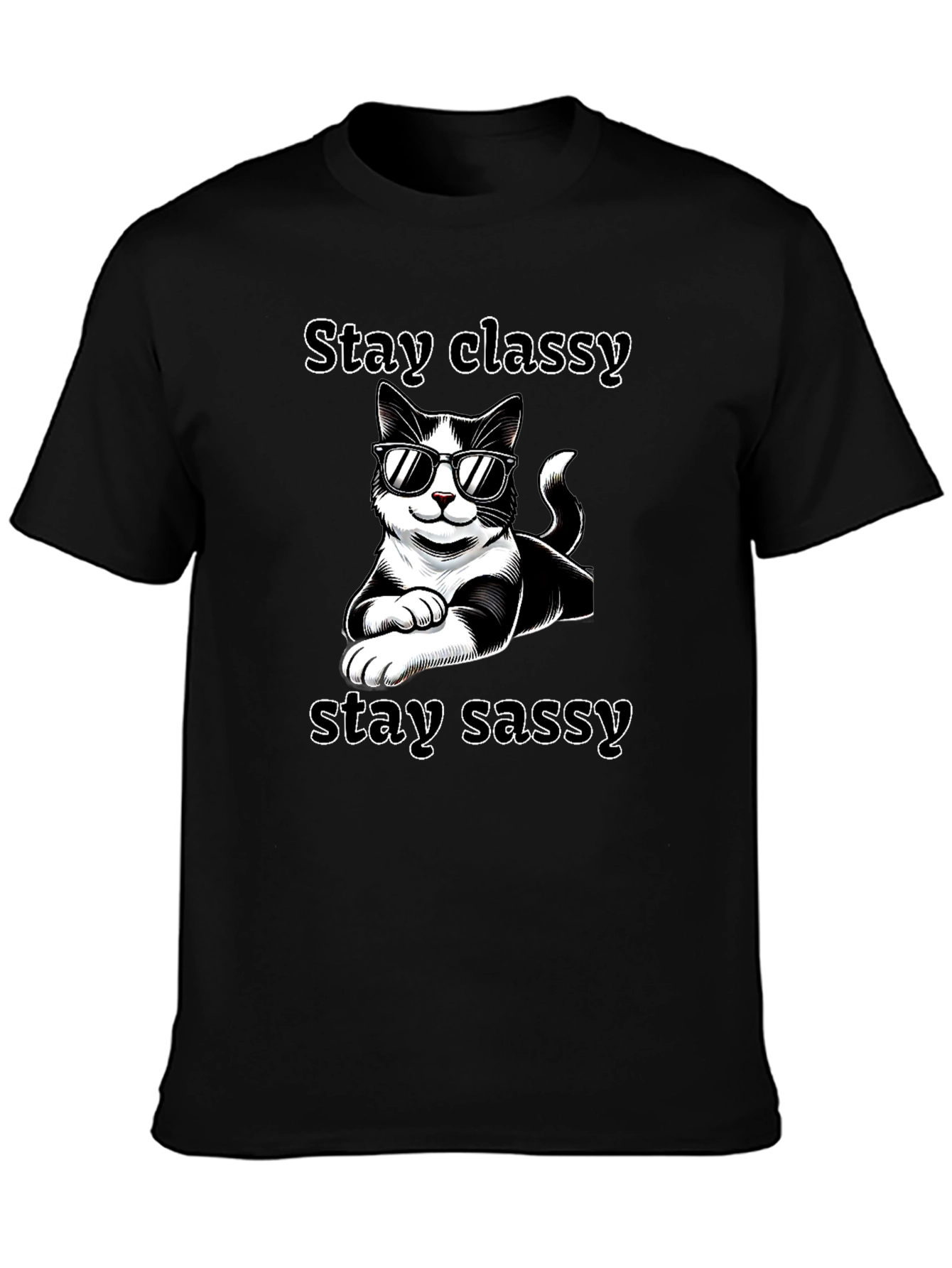 Stay Classy Sassy Cat T-Shirt Black