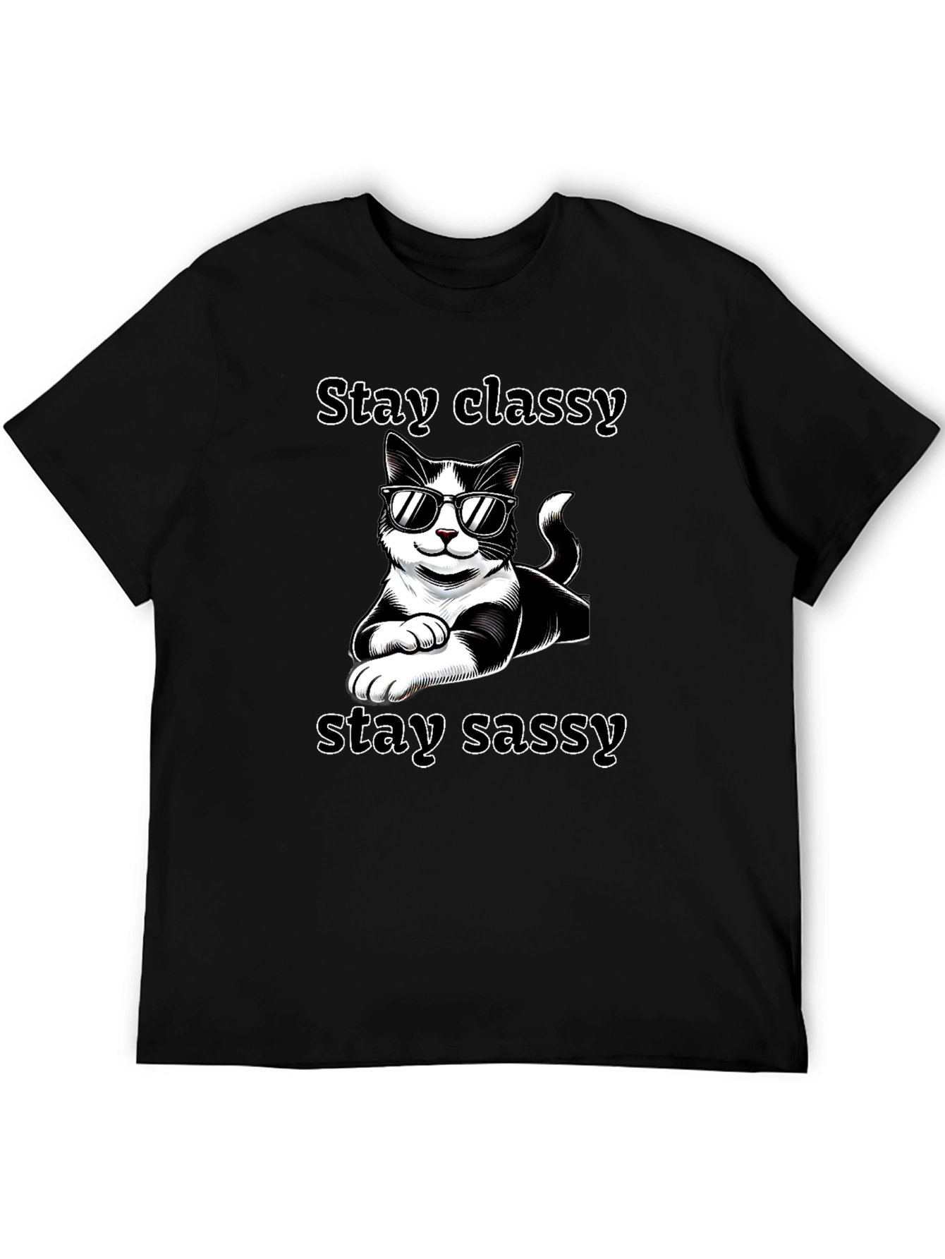 Stay Classy Sassy Cat T-Shirt Black