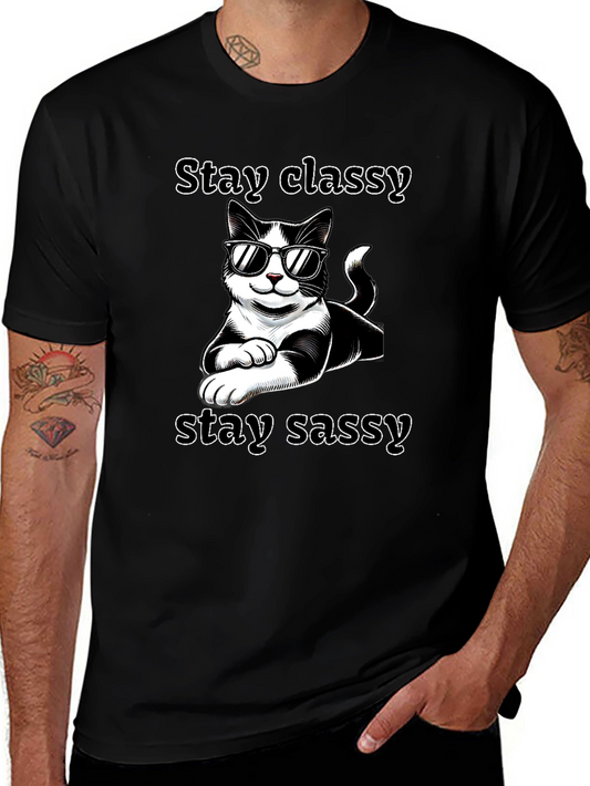 Stay Classy Sassy Cat T-Shirt Black