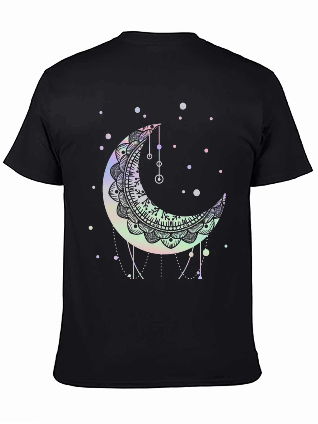 Crescent Moon Mandala Graphic Tee - Black