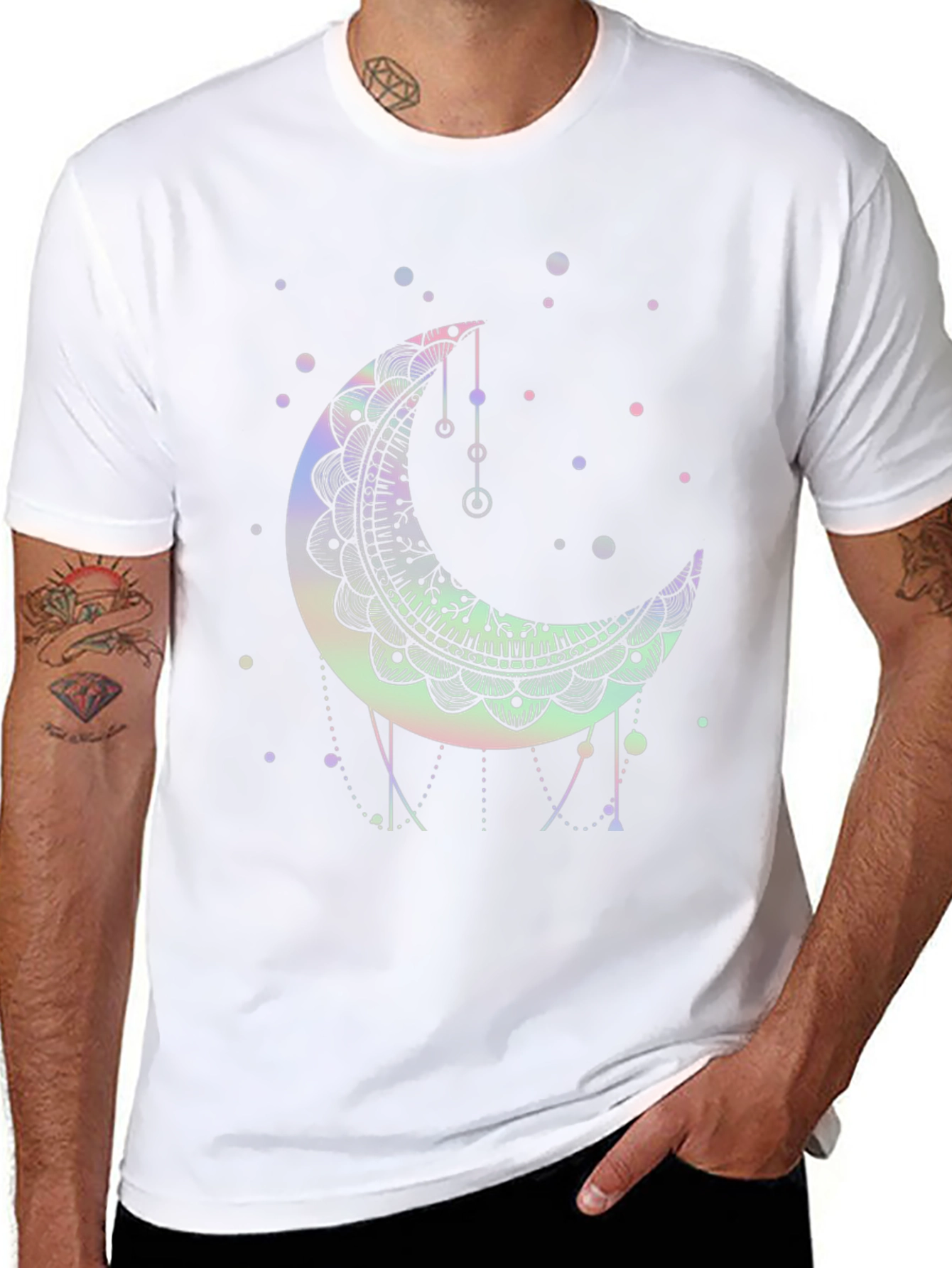 Crescent Moon Mandala Graphic Tee - Black