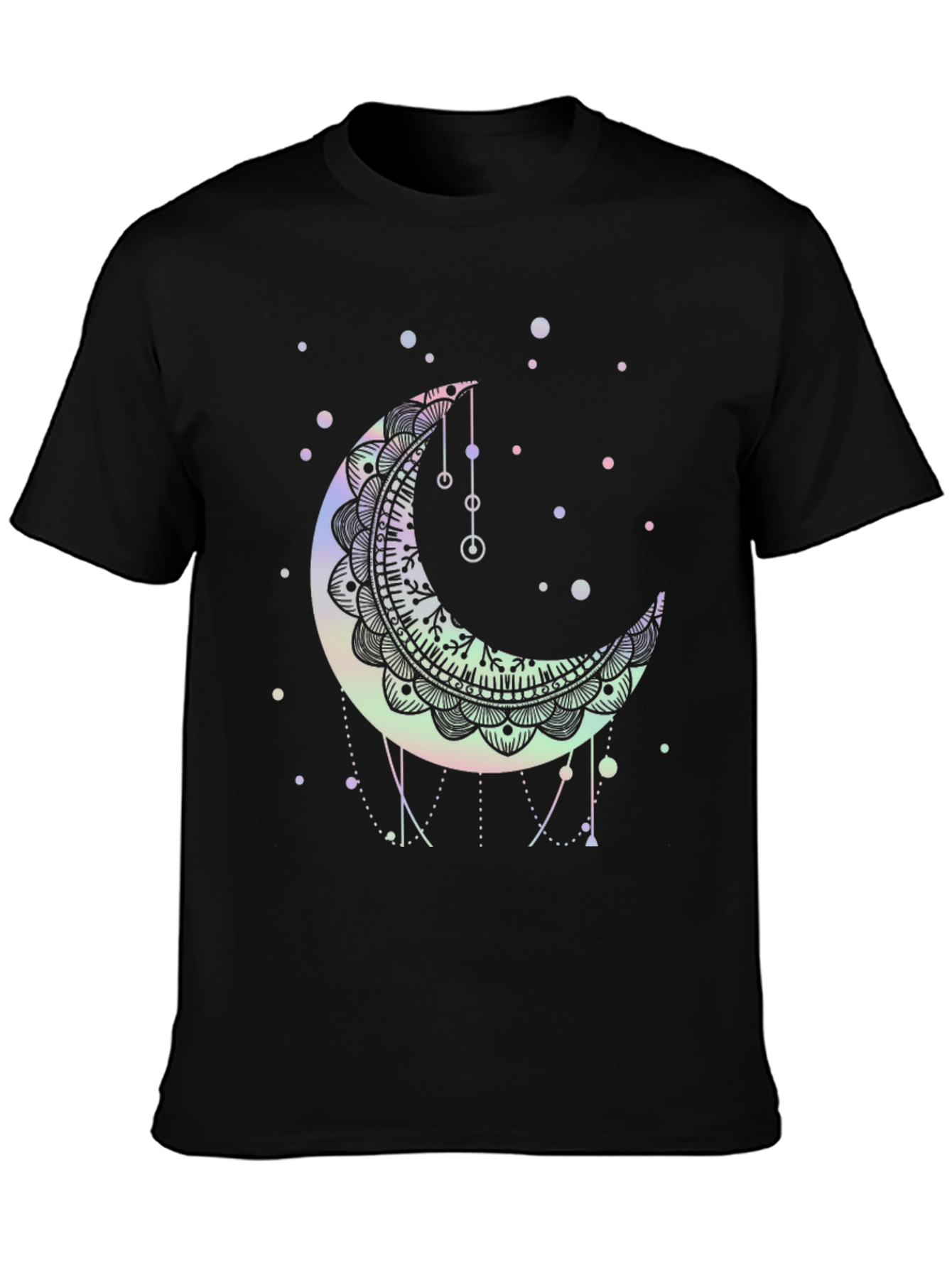 Crescent Moon Mandala Graphic Tee - Black