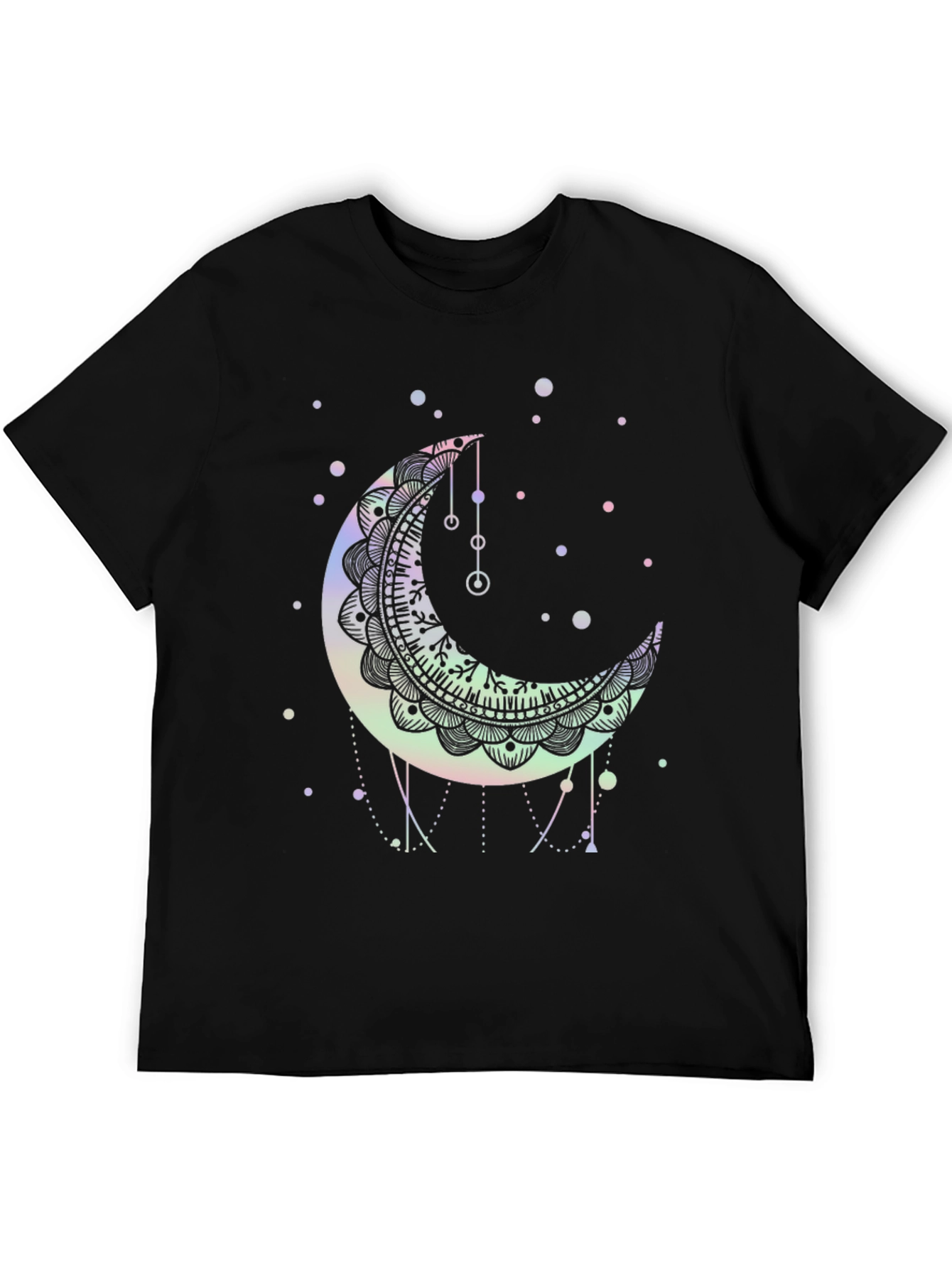 Crescent Moon Mandala Graphic Tee - Black