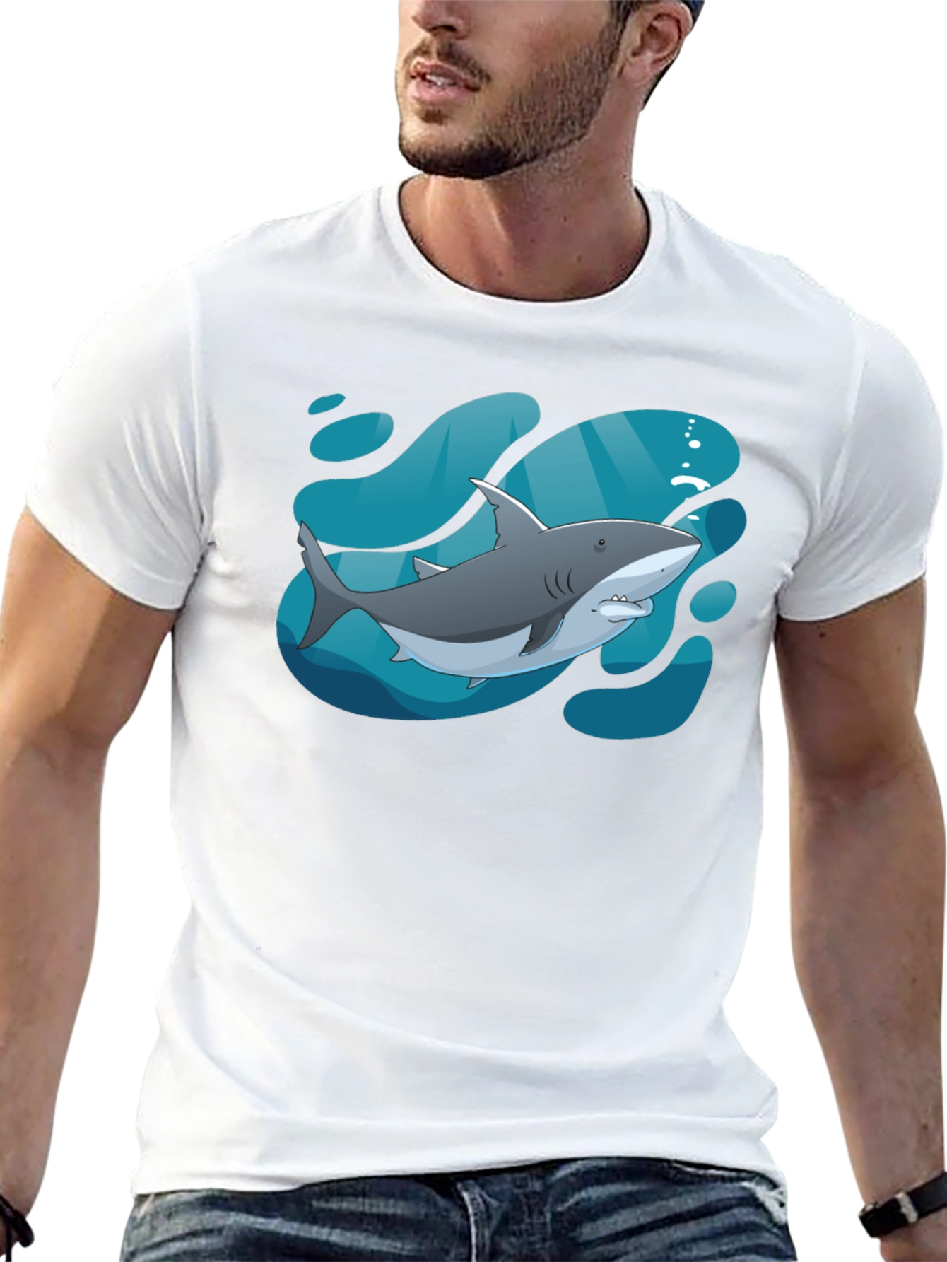 Shark Graphic Black T-Shirt - Stylish Sea Life Tee