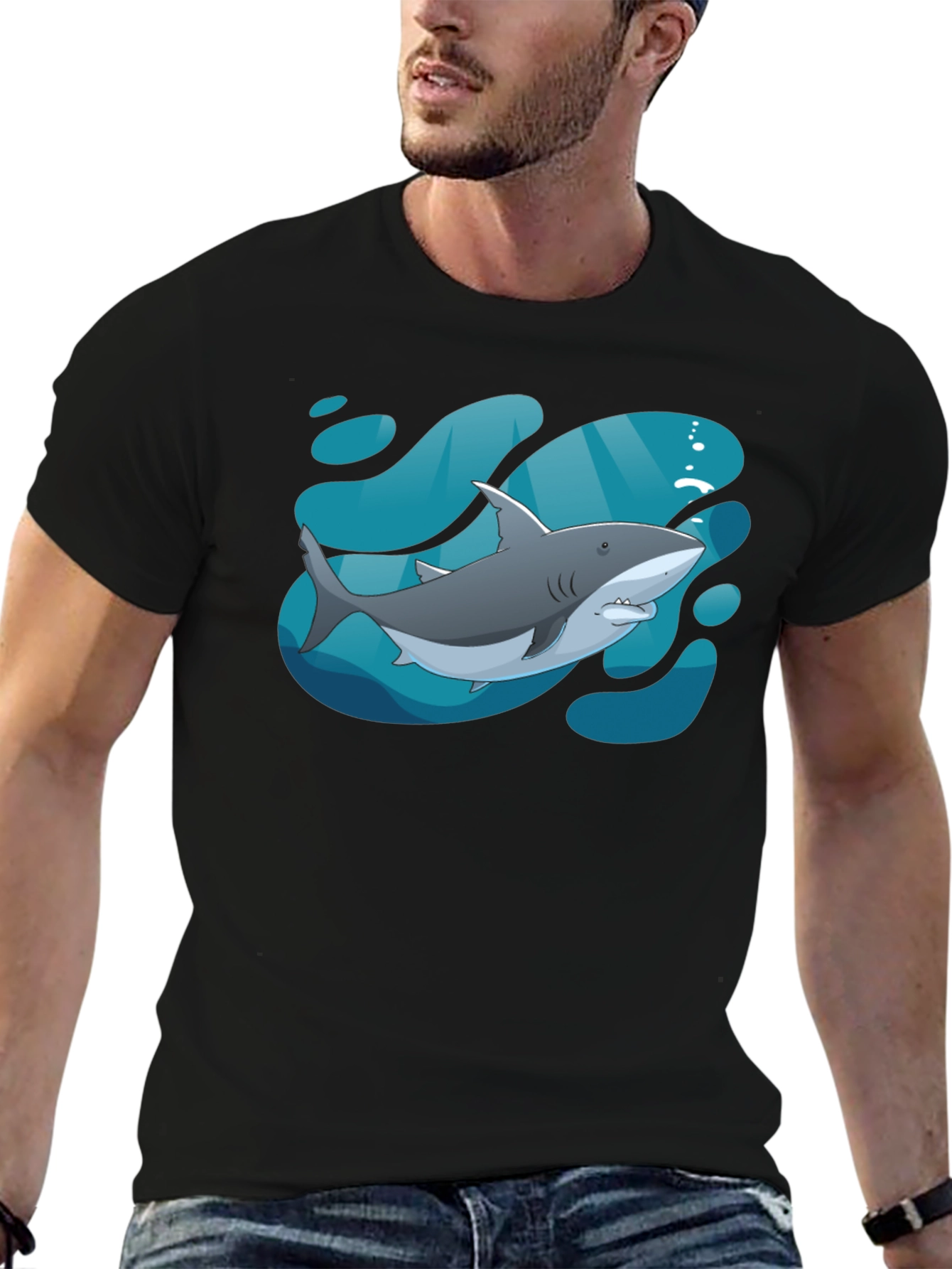 Shark Graphic Black T-Shirt - Stylish Sea Life Tee