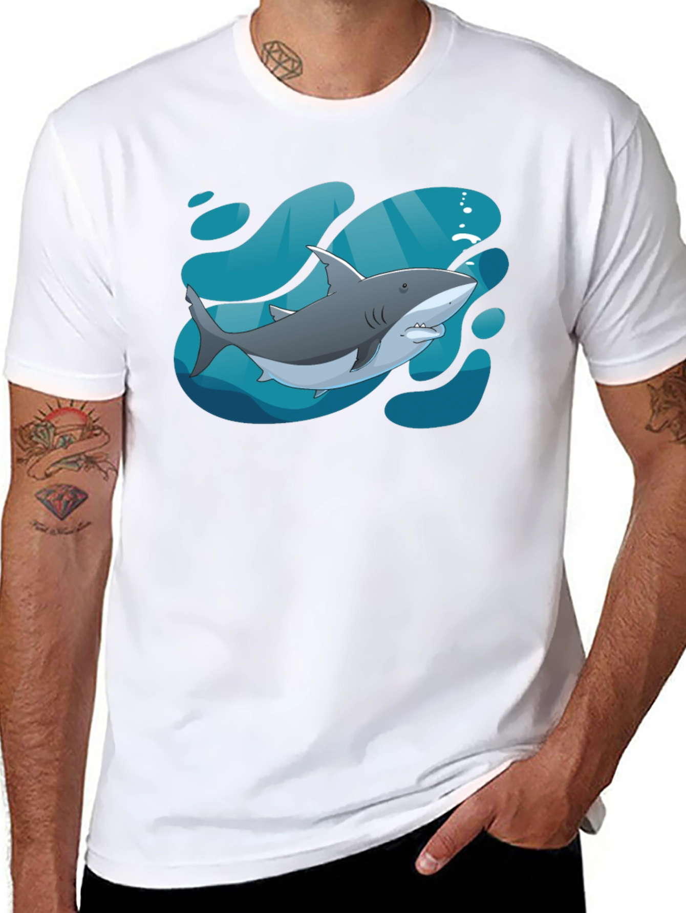 Shark Graphic Black T-Shirt - Stylish Sea Life Tee
