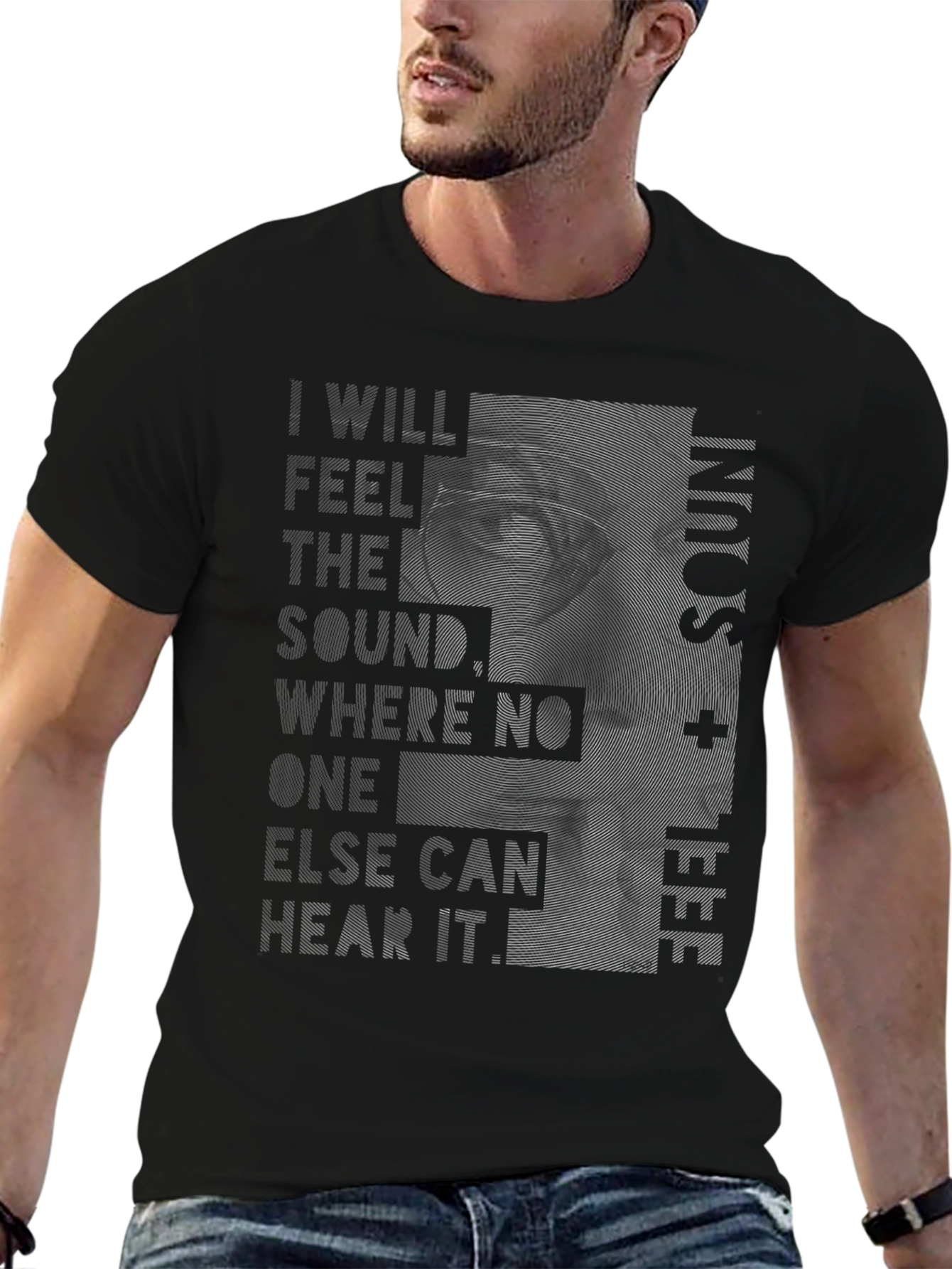 Abstract Face Graphic T-Shirt - I Feel Sound