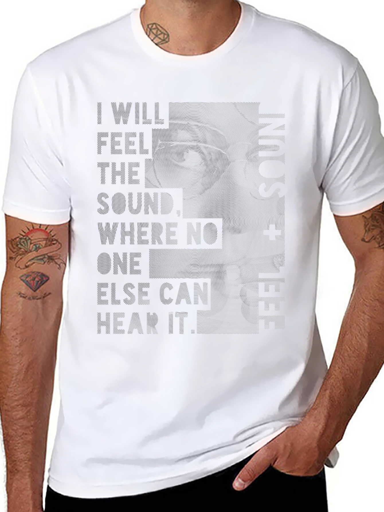 Abstract Face Graphic T-Shirt - I Feel Sound