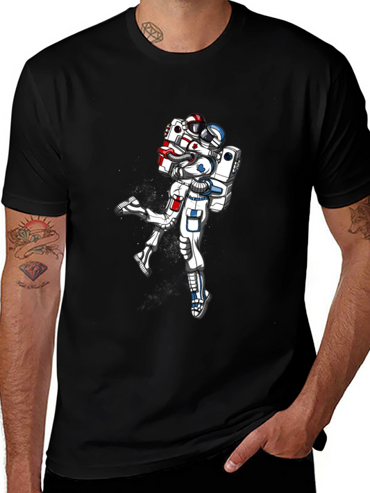 Astronaut Love Black Tee - Space Romance T-Shirt