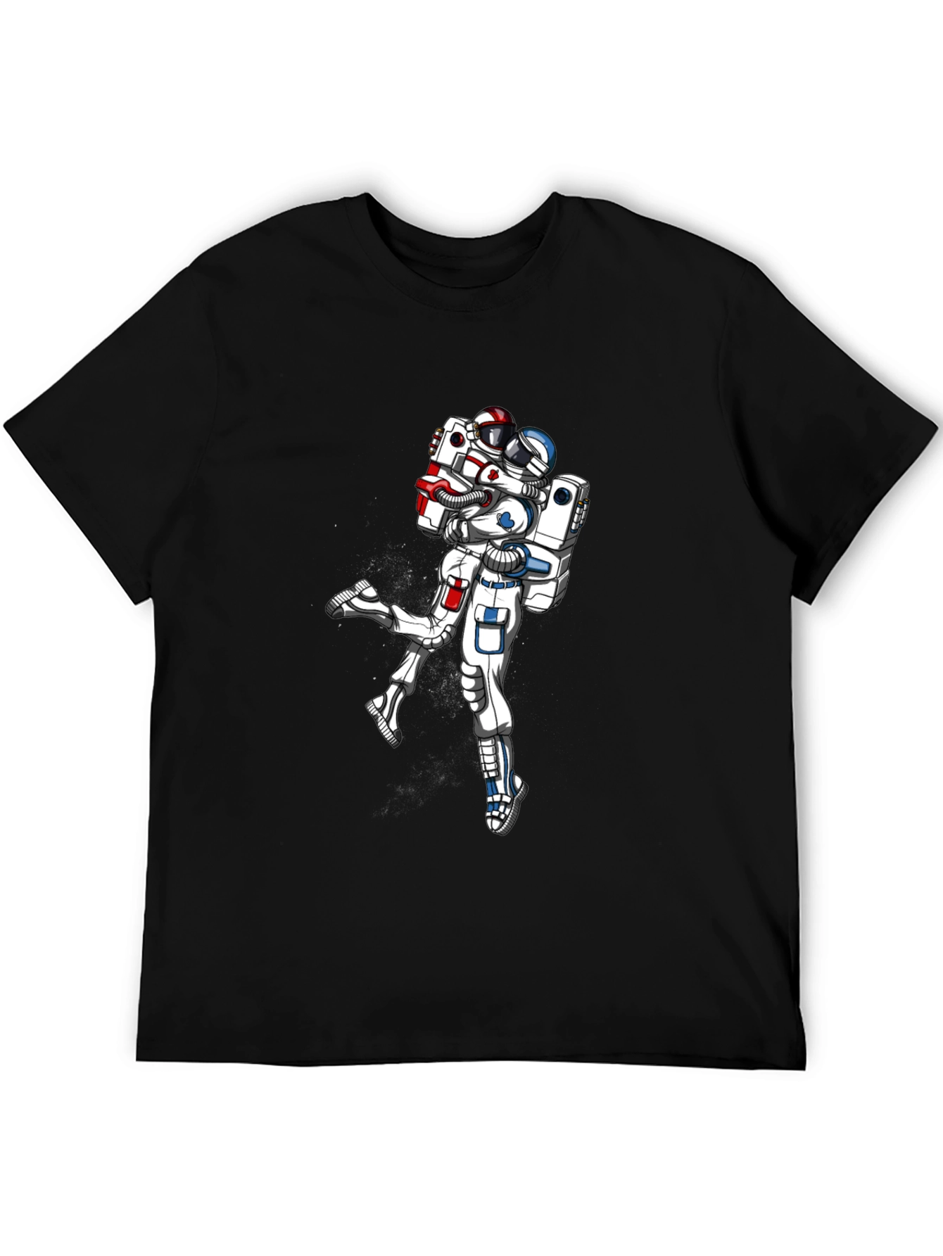 Astronaut Love Black Tee - Space Romance T-Shirt