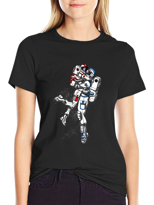 Astronaut Love Black Tee - Space Romance T-Shirt