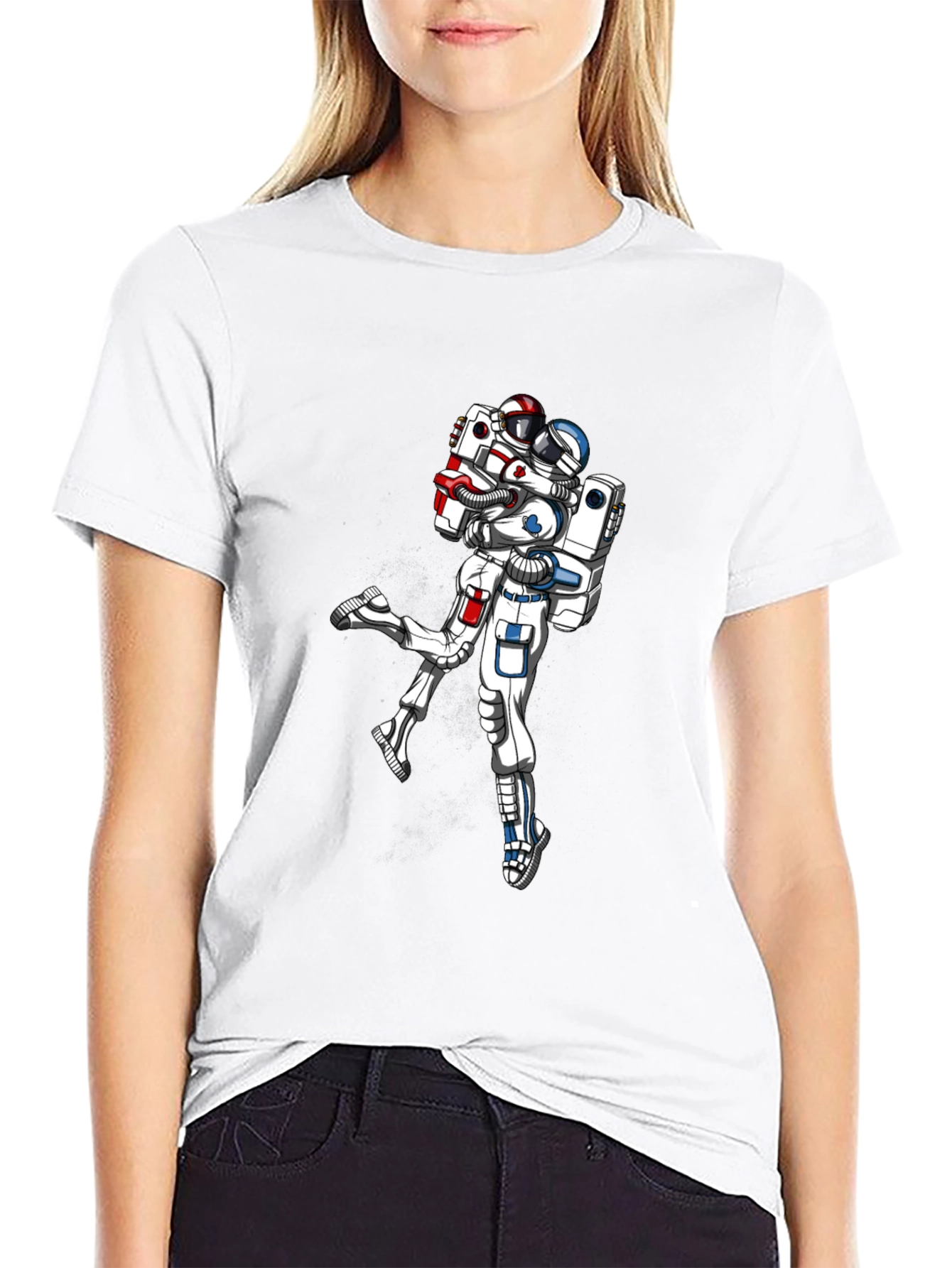 Astronaut Love Black Tee - Space Romance T-Shirt