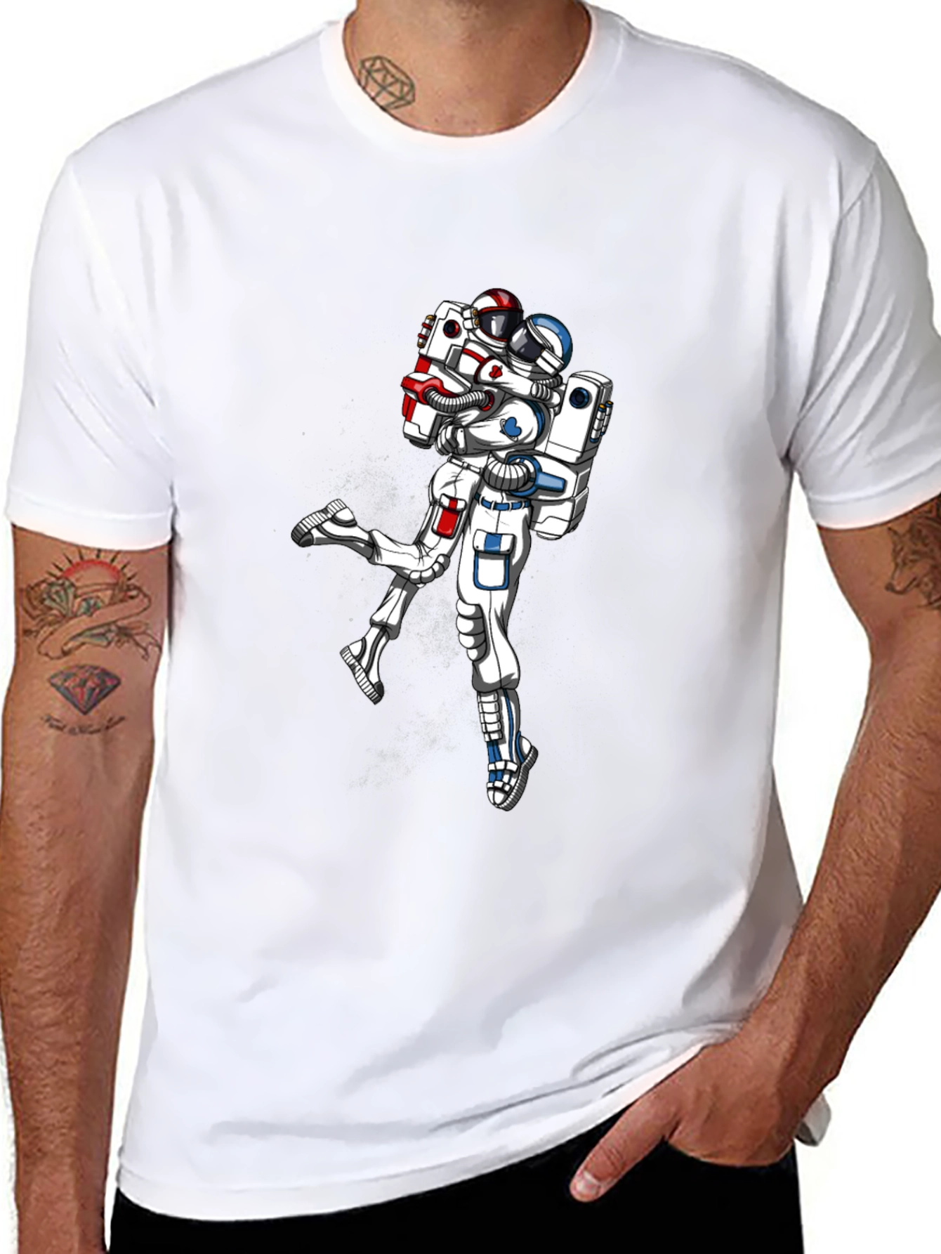 Astronaut Love Black Tee - Space Romance T-Shirt