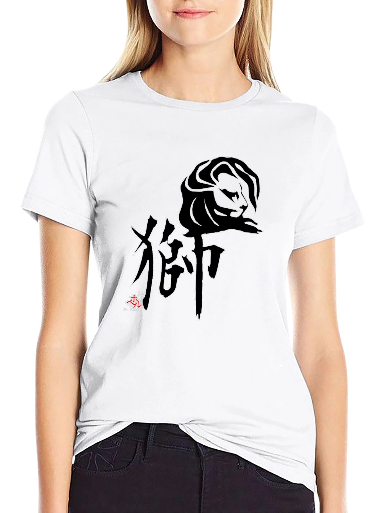 Lion Kanji Graphic Black T-Shirt