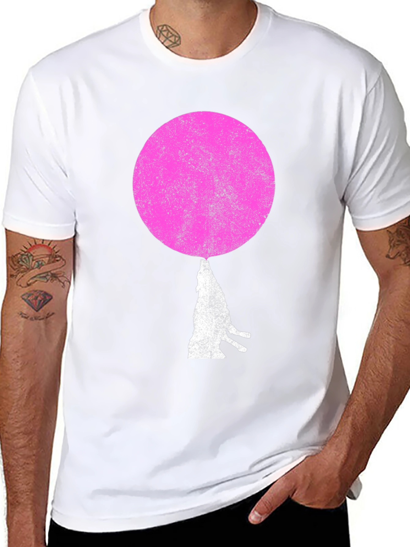 Pink Moon Wolf Graphic T-Shirt