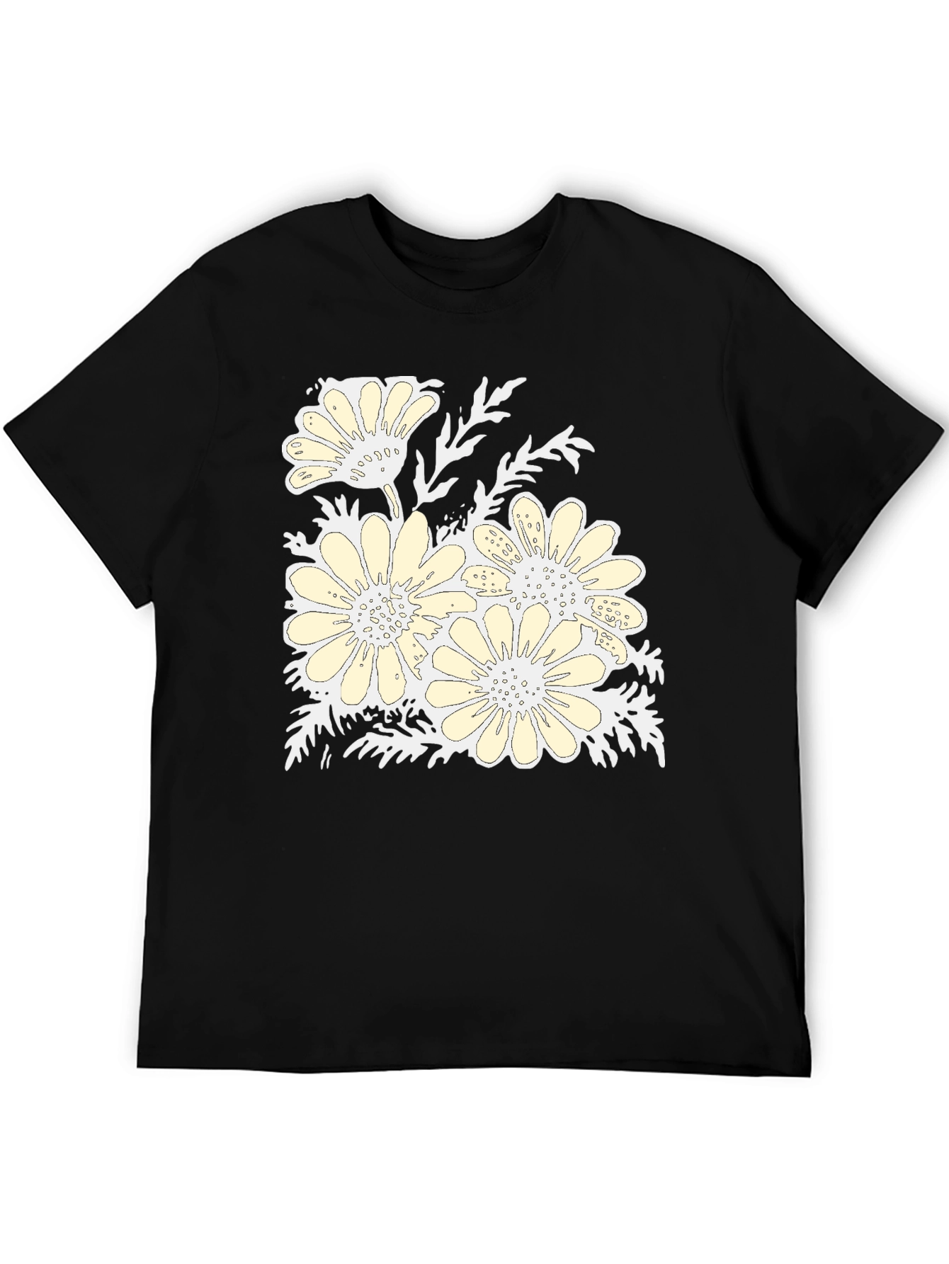 Floral Print Black Graphic T-Shirt