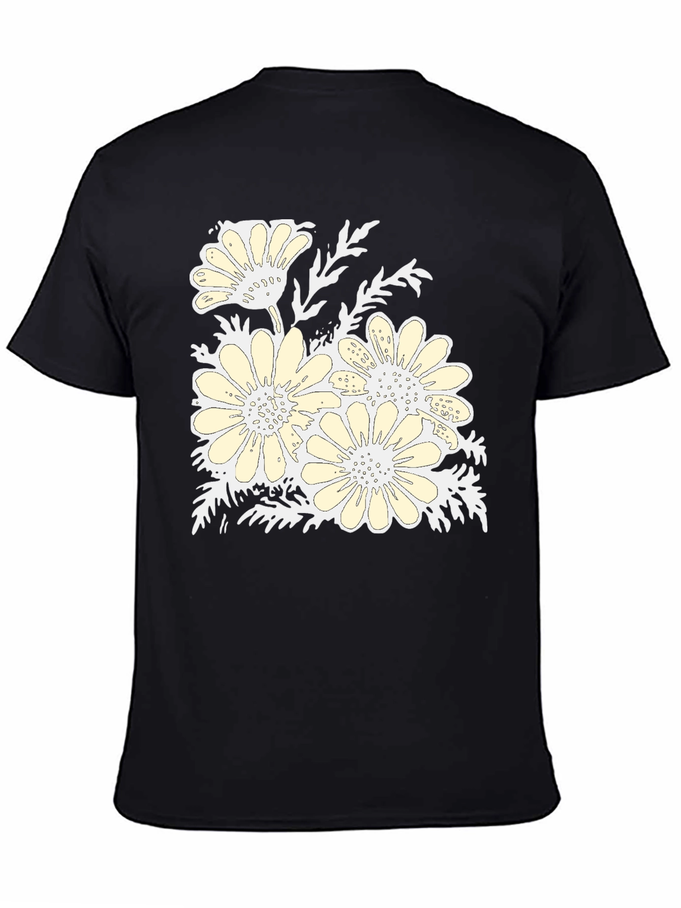 Floral Print Black Graphic T-Shirt