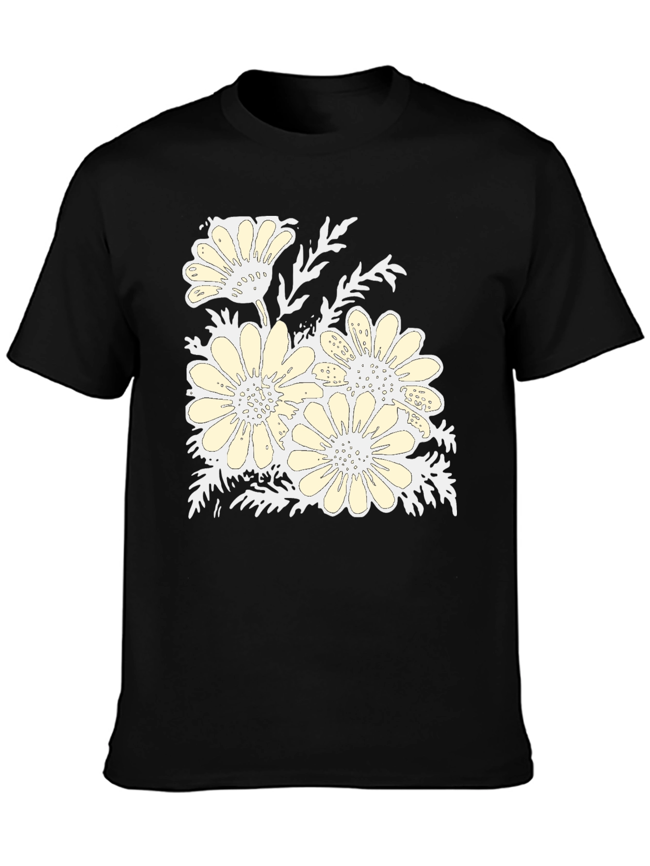 Floral Print Black Graphic T-Shirt