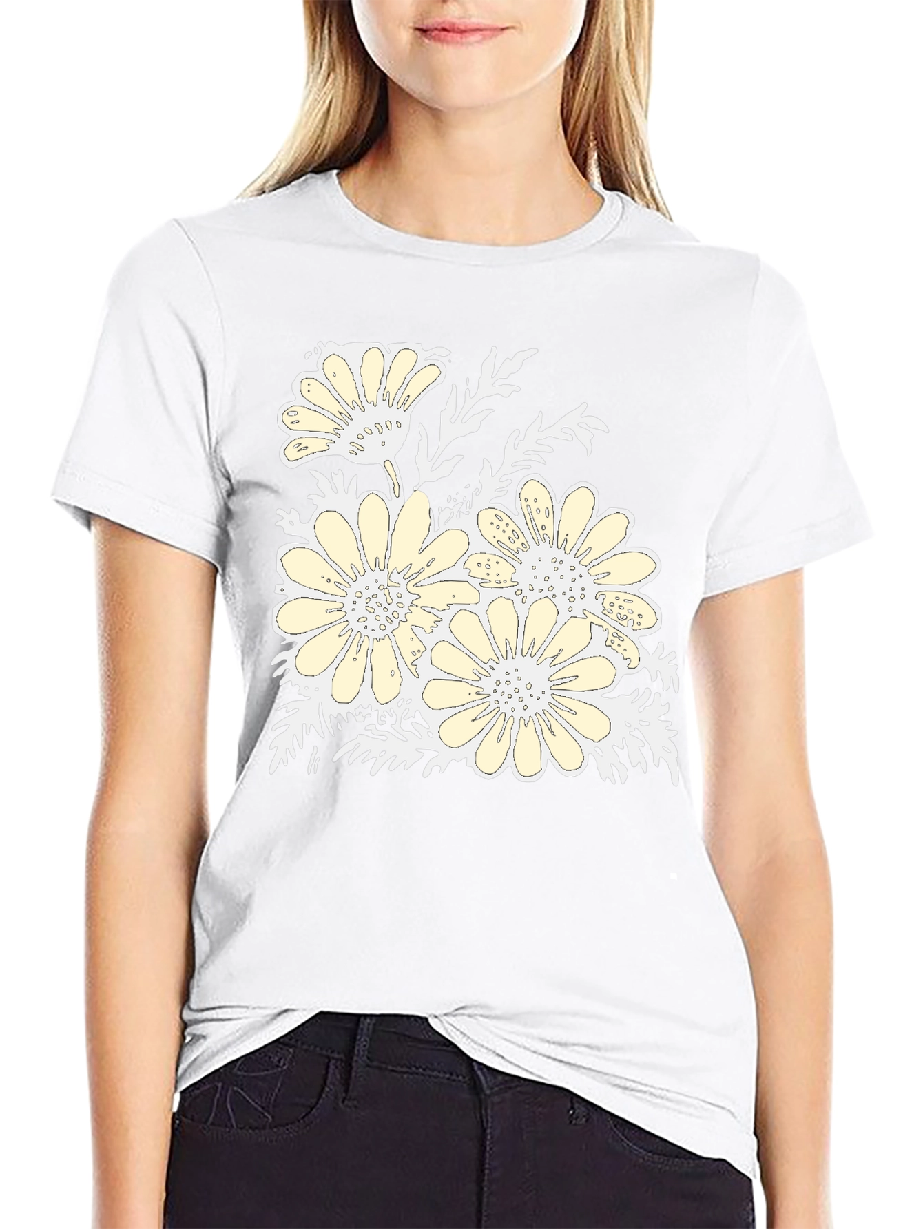 Floral Print Black Graphic T-Shirt