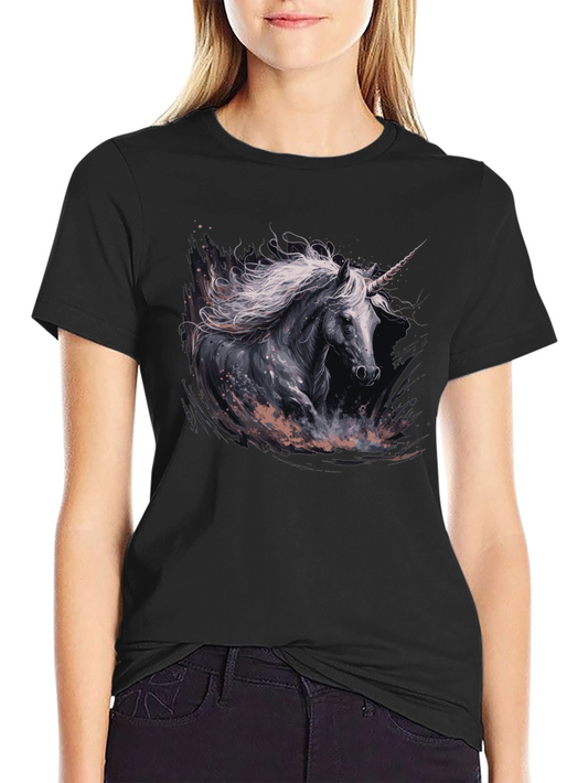Unicorn Graphic Black T-Shirt - Fantasy Style