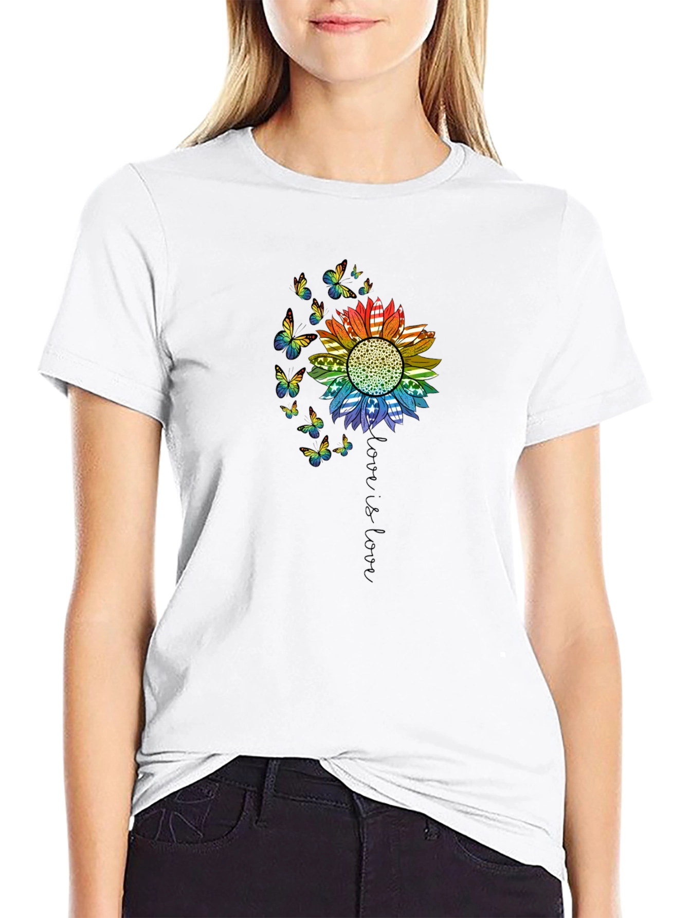 Love is Love Rainbow Sunflower Tee