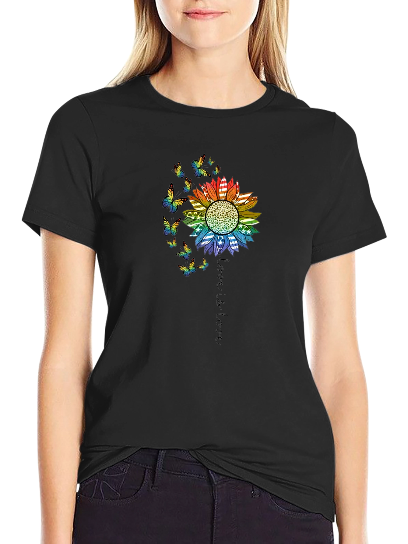 Love is Love Rainbow Sunflower Tee