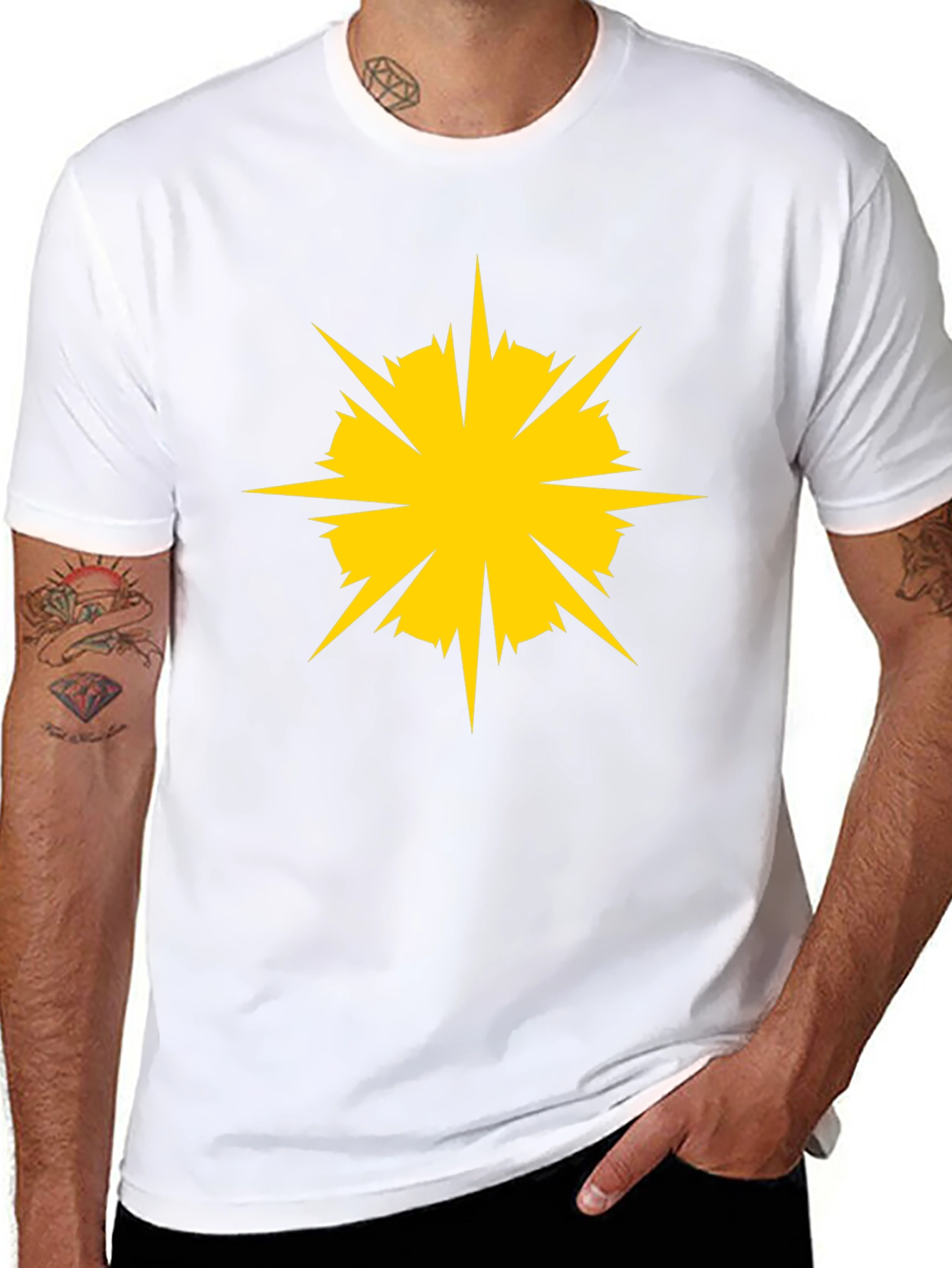 Black Tee with Yellow Starburst Graphic