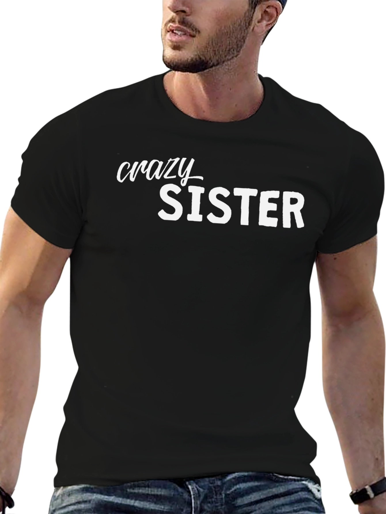 Crazy Sister Graphic Tee - Novelty Crew Neck T-Shirt