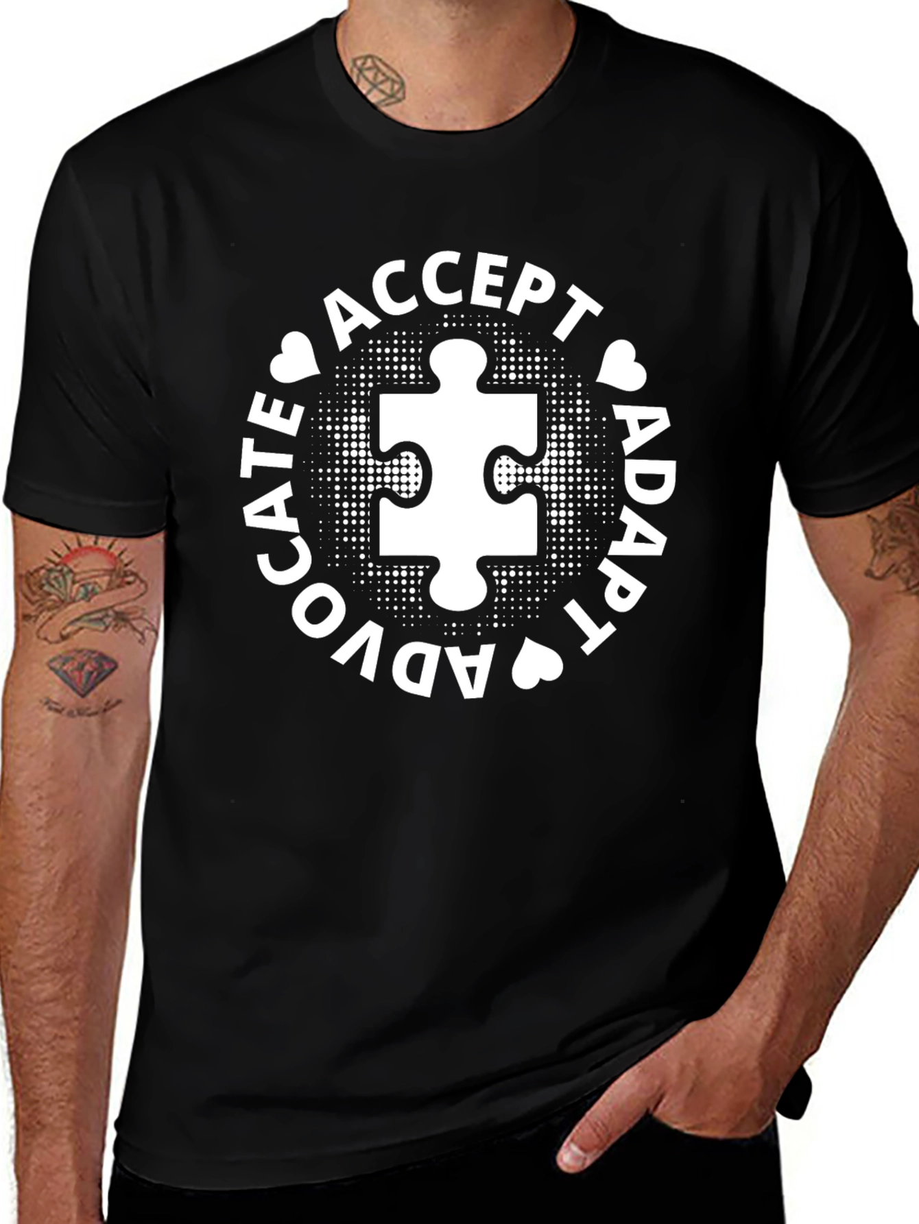 Autism Awareness T-Shirt Accept Adapt Advocate Puzzle