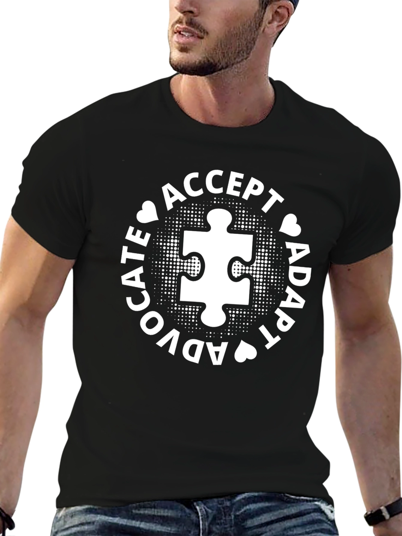 Autism Awareness T-Shirt Accept Adapt Advocate Puzzle