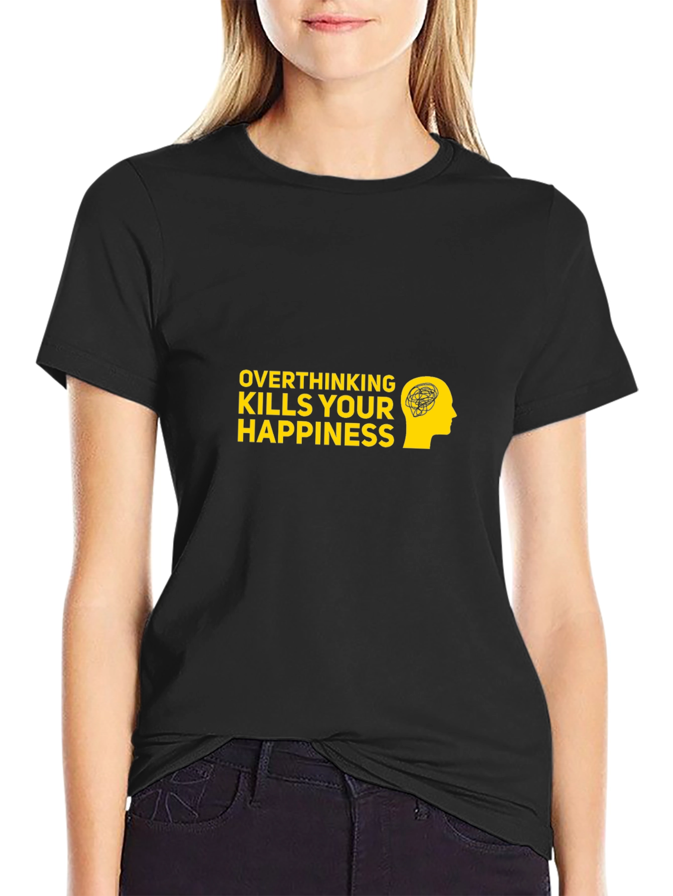 Overthinking Kills T-Shirt - Black Cotton Graphic Tee