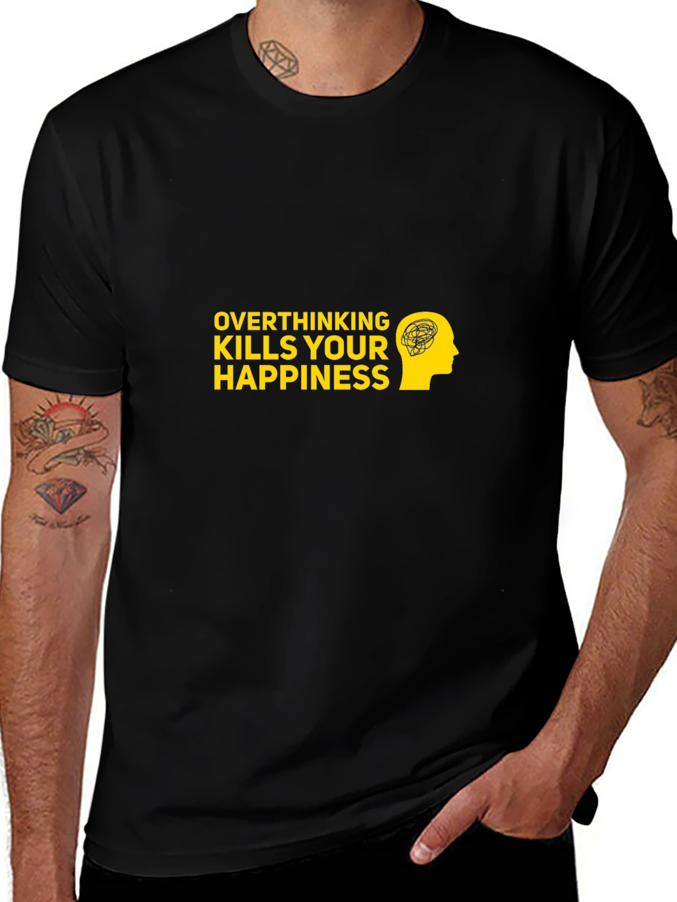 Overthinking Kills T-Shirt - Black Cotton Graphic Tee