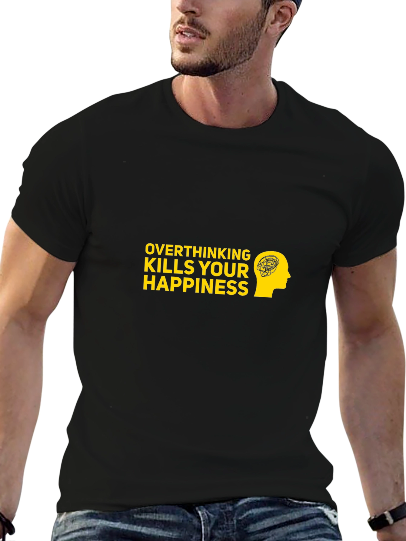 Overthinking Kills T-Shirt - Black Cotton Graphic Tee