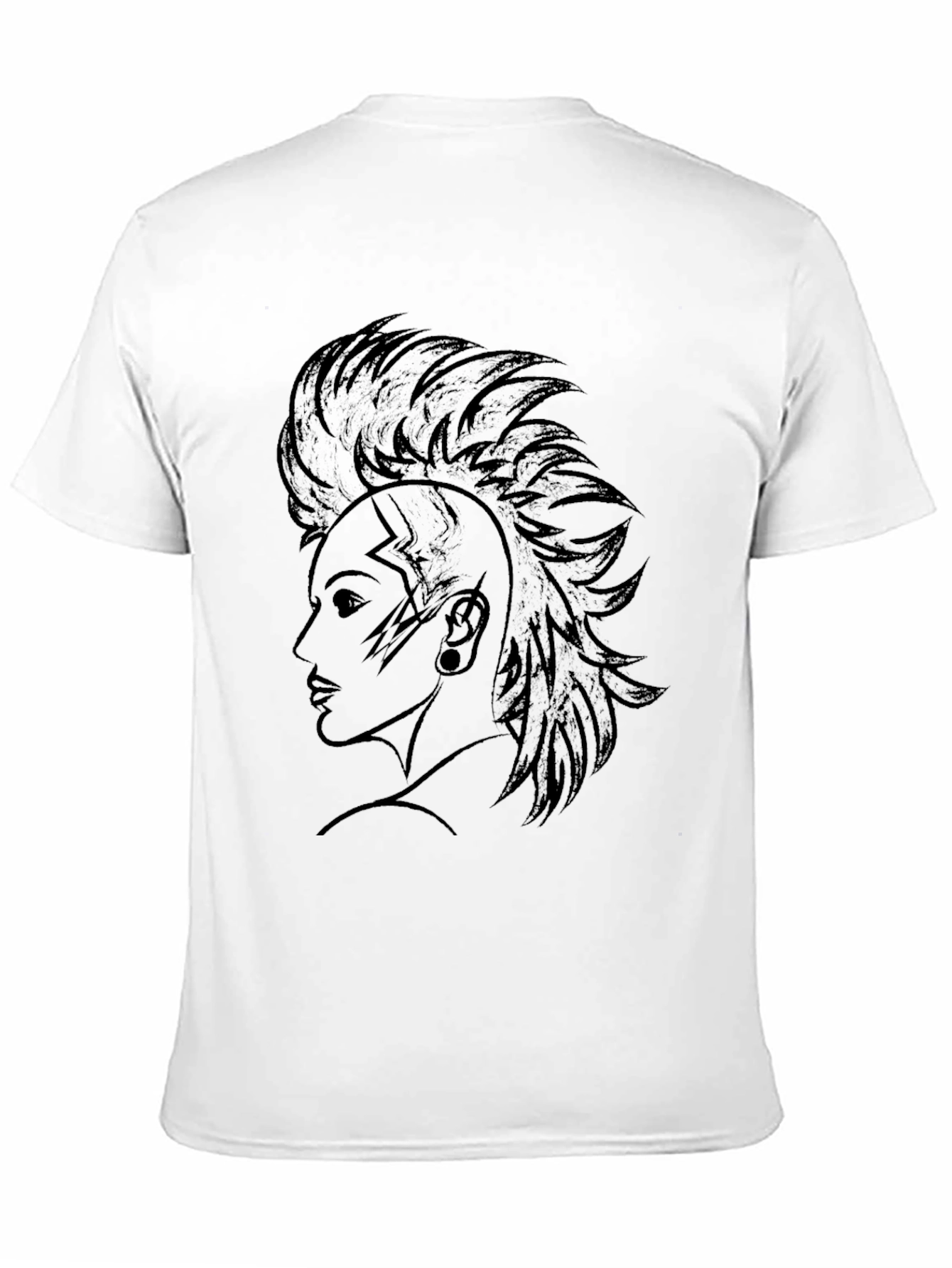 Graphic Tee - Punk Rock Mohican Design Black T-Shirt
